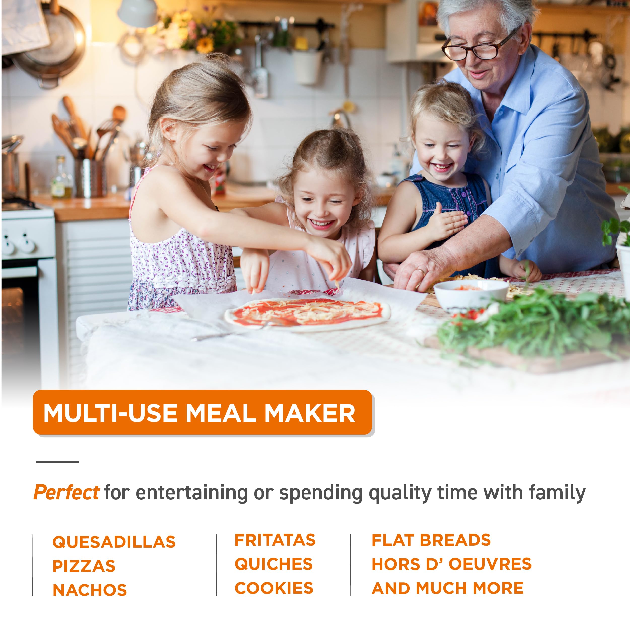 Commercial Chef 12-inch Black Pizza Maker with Adjustable Temperature Control - Perfect for Home Kitchens, Restaurants & Outdoor Cooking