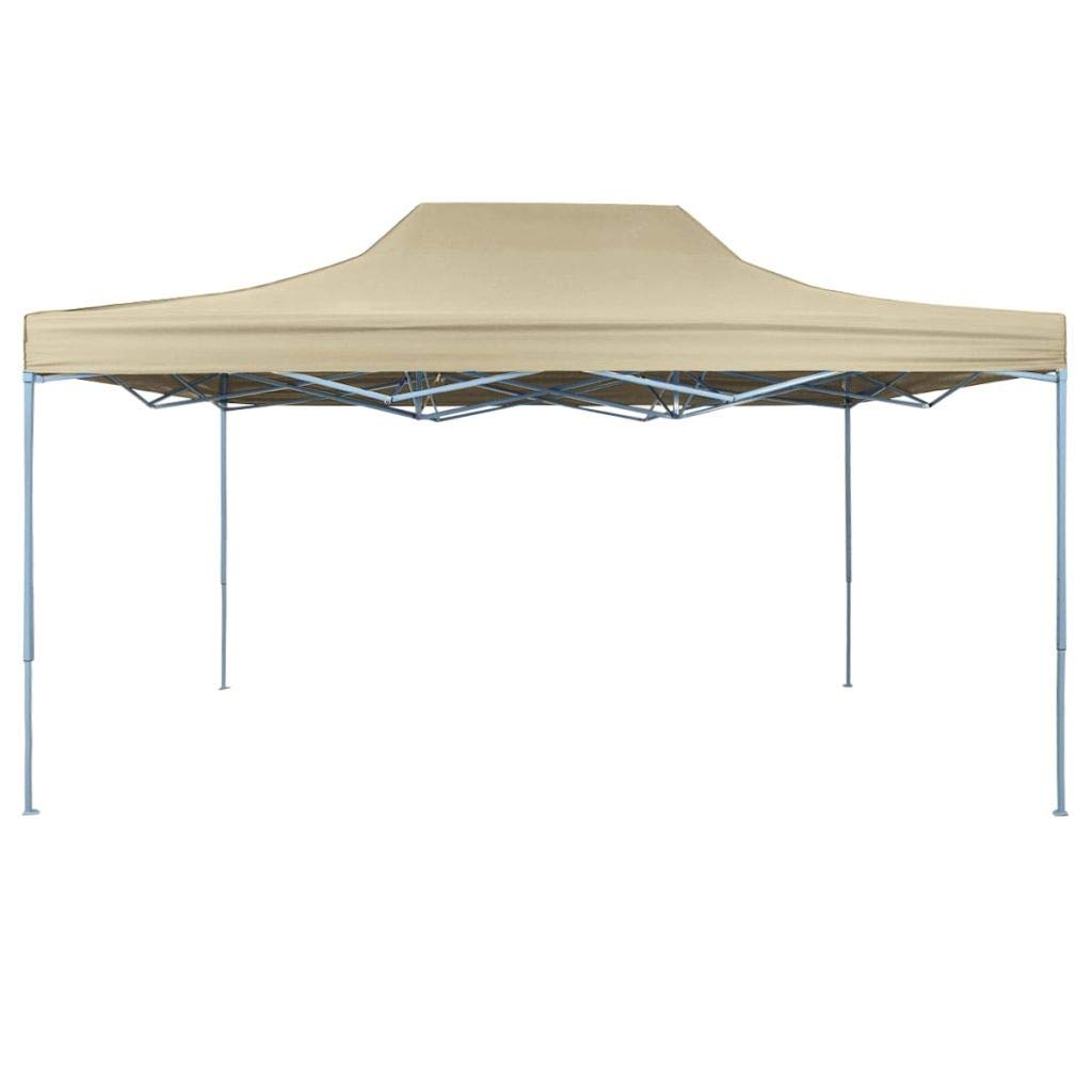 Foldable Pop Up Canopy Tent 10x15 FT - Portable Instant Gazebo for Outdoor Commercial Use, Beach, Camping, Picnics & Backyard Parties - Cream White Sun Shelter with Easy Setup