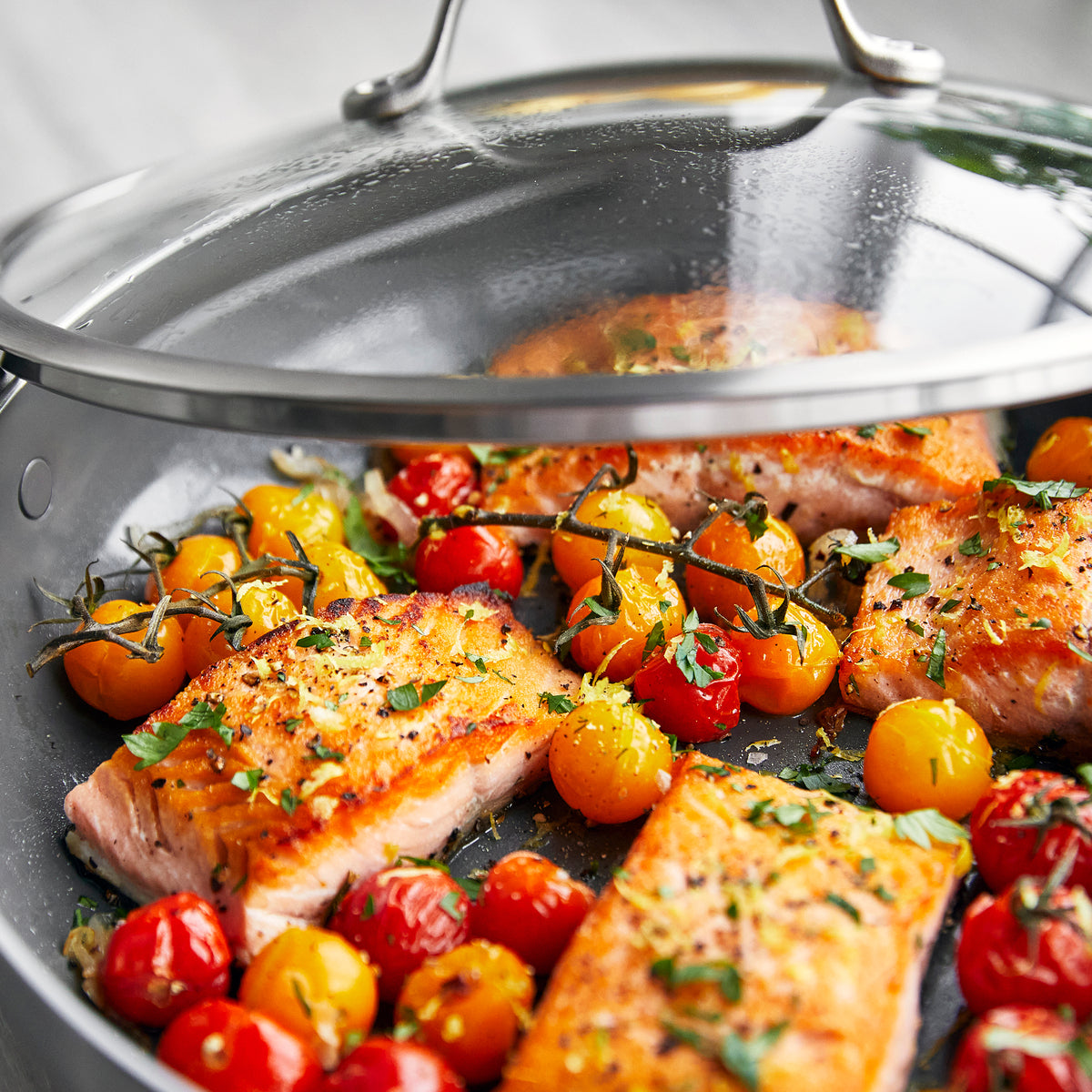 Premium 12-Inch Stainless Steel Everyday Pan with Glass Lid - Nonstick Frying Pan for Sautéing, Stir-Frying & Perfect for Home Cooking & Professional Kitchens