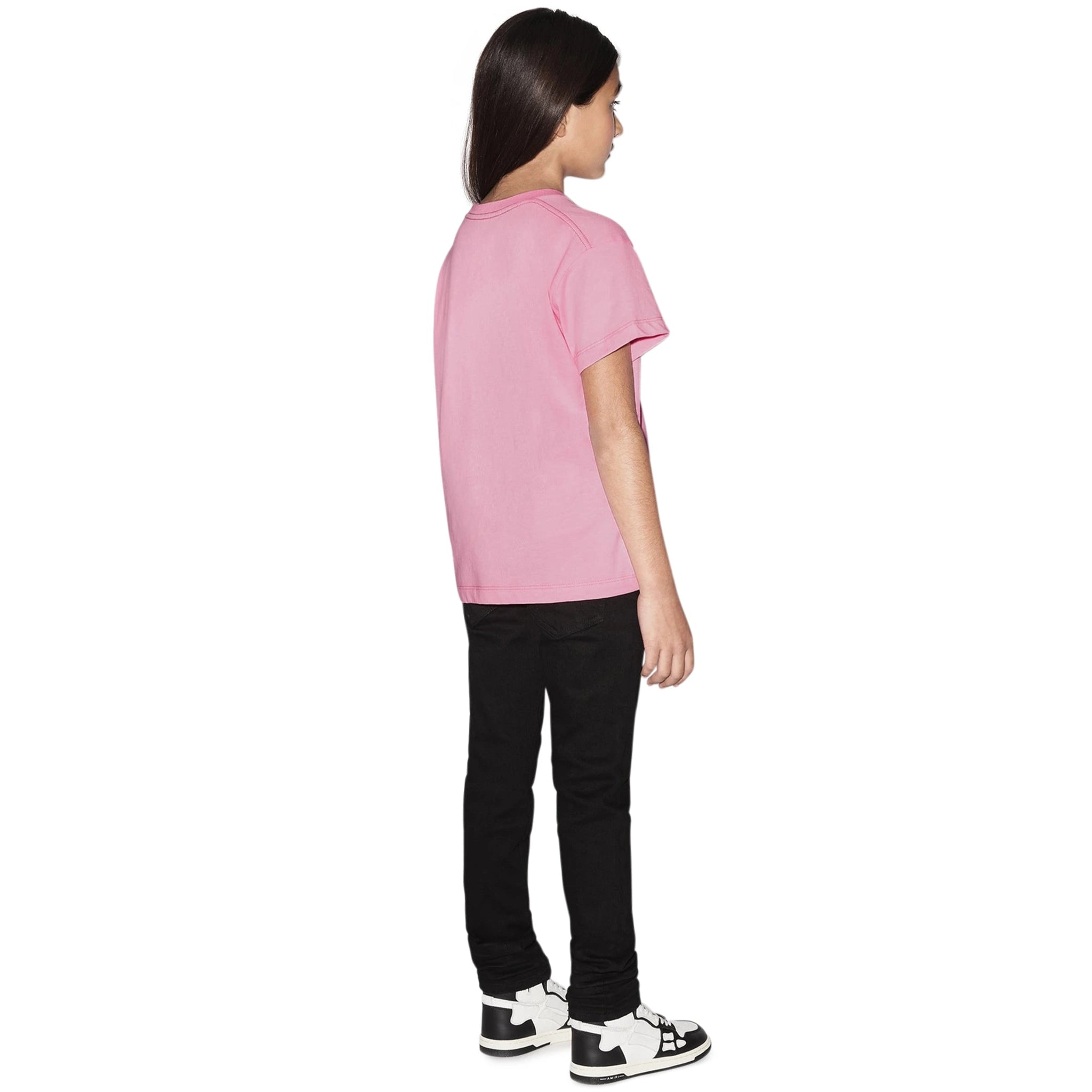 Amiri Kids 'Amiri' Baby Pink Cotton T-Shirt for Boys & Girls - Soft & Comfortable Casual Wear for Everyday Outfits & Family Photos