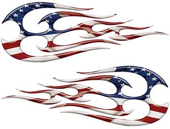 Reflective Tribal Flame Sticker Decal Kit with American Flag - Waterproof Vinyl Decals for Cars, Motorcycles, Helmets & Laptops - Perfect for Patriotic Decor & Personalization