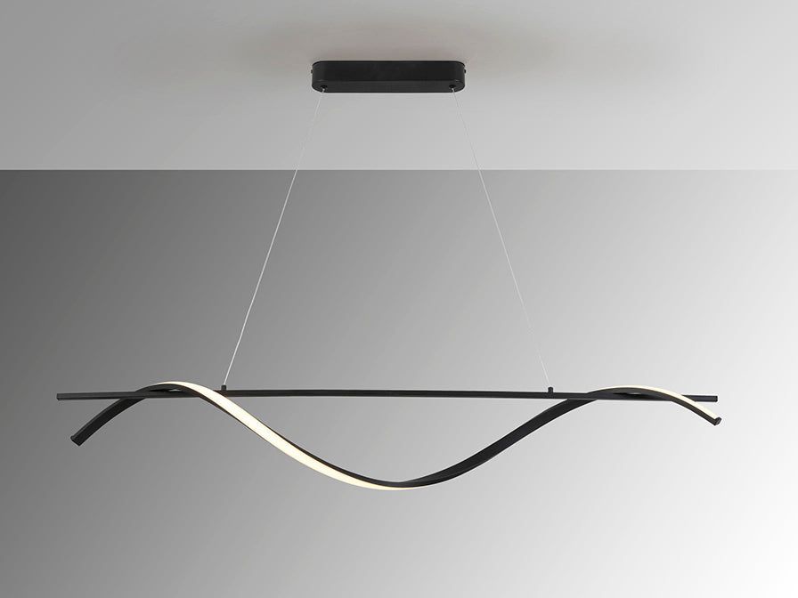 Boa LED Linear Pendant Light Fixture - Modern Matte Black Hanging Light for Kitchen Island, Dining Room & Office Lighting