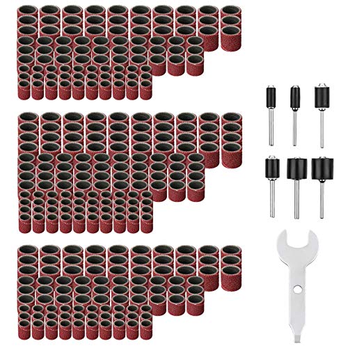 307-Piece Sanding Drum Kit with 300 Sanding Sleeves, 6 Drum Mandrels & Wrench - Compatible with Rotary Tools, Grinders & Power Drills - Perfect for Woodworking, Metal Polishing & DIY Projects