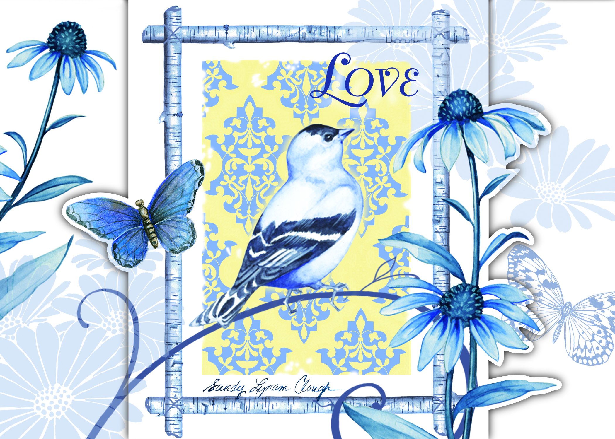 DGR Indigo Garden Birthday Greeting Cards - Box of 12 Elegant Floral Design Cards for Birthdays, Anniversaries & Special Occasions