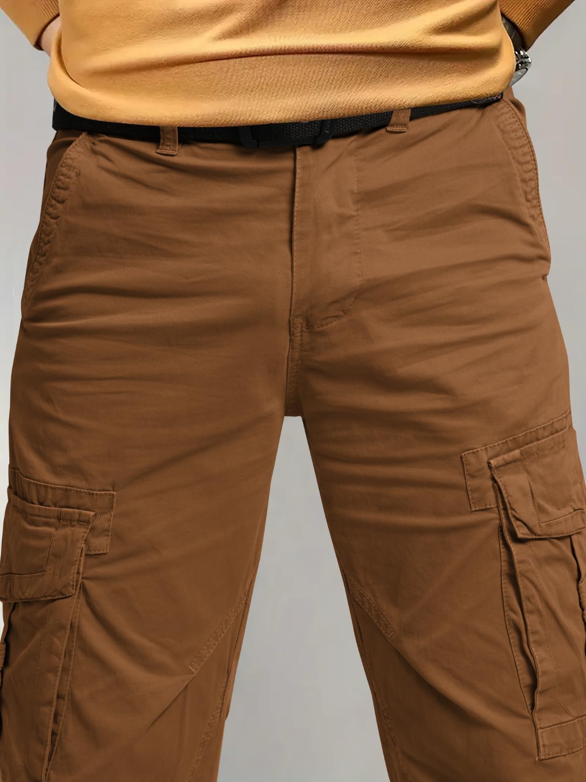OUTSON Men's Relaxed Fit Cargo Pants with 8 Pockets - Tactical Work Pants for Outdoor, Hiking & Casual Wear - Durable Ripstop Fabric for Comfort & Mobility