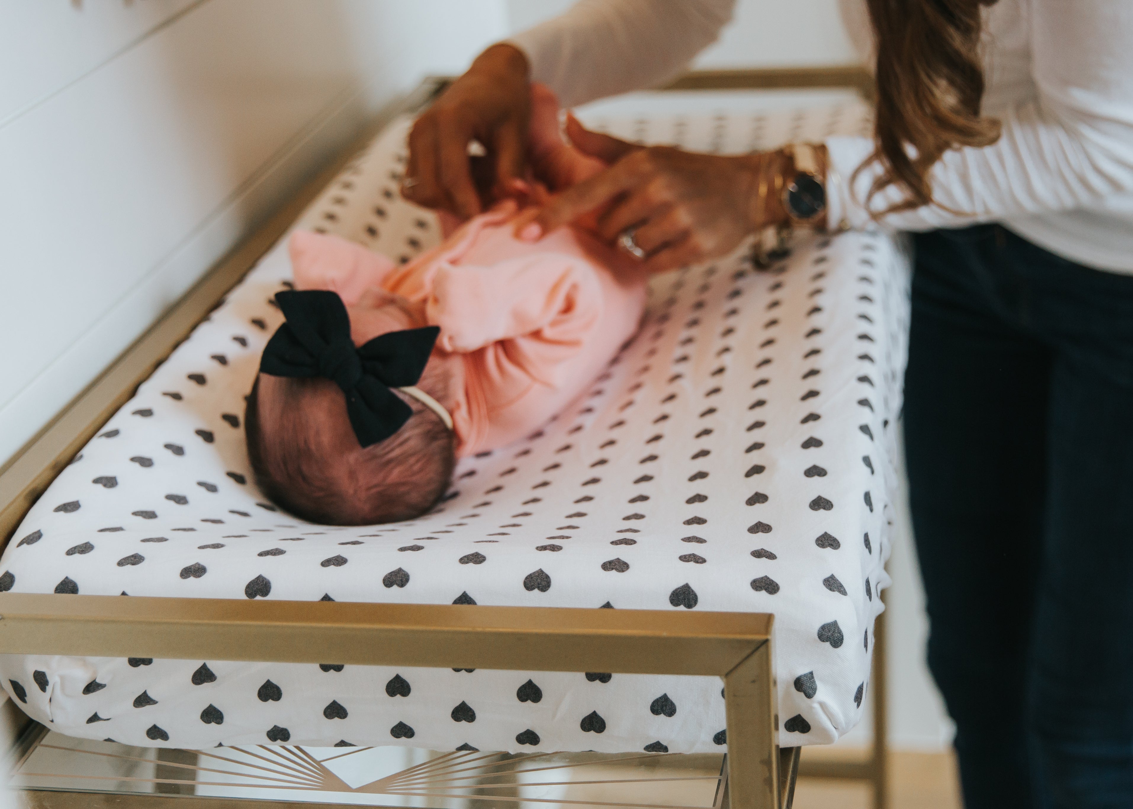 Premium Organic Cotton Knit Diaper Changing Pad Cover - Soft, Breathable & Waterproof - Perfect for Nursery, Travel & On-the-Go Baby Care (Smitten Collection)