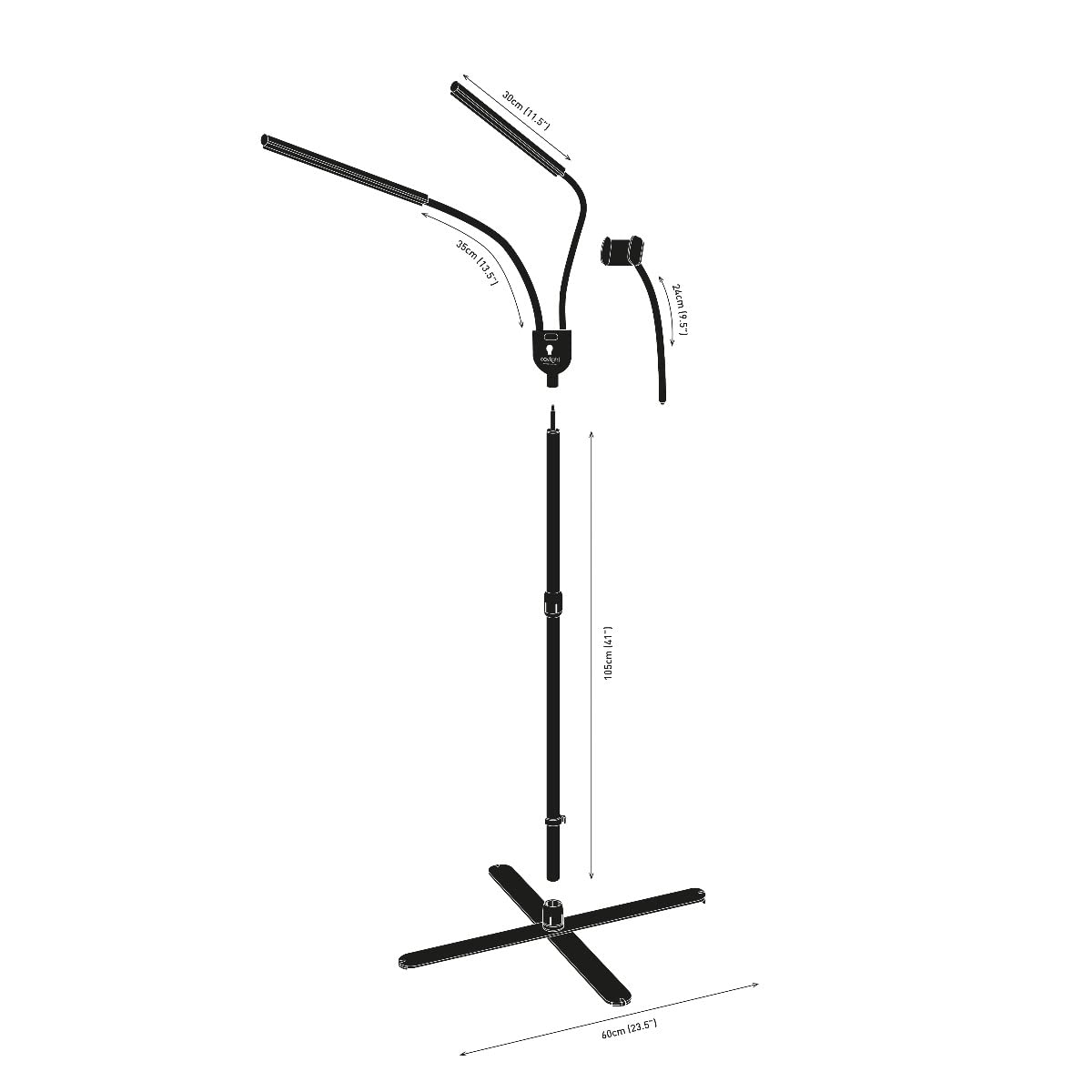 Daylight Company Gemini Floor Lamp - 2 Strobe Lamps with 4 Adjustable Brightness Levels (4,500 LUX, 1,400 Lumens) - Silver | Perfect for Social Media Photography, Nail Salons, Beauty Studios & Office Lighting