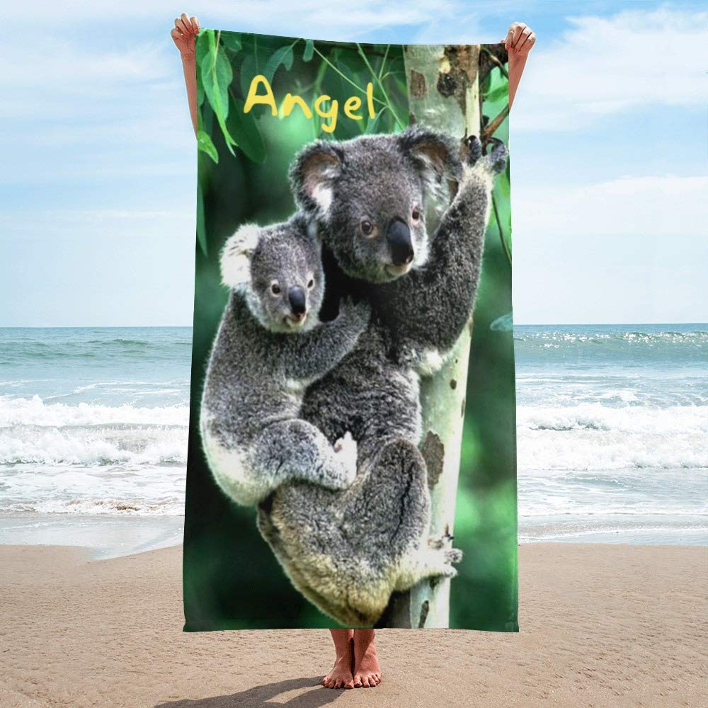 Personalized Koala Custom Microfiber Beach Towel - Quick Dry Absorbent Bath Towel & Blanket for Travel, Swim, Yoga - Perfect for Men, Women, Boys & Girls - Great for Beach, Pool, Gym & Outdoor Activities