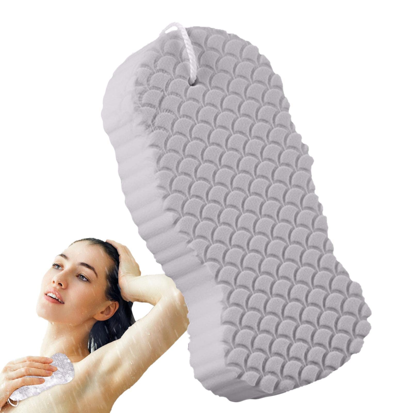 Qeyeid Dead Skin Sponge - Soft 3D Bath & Shower Sponge with Rope | Exfoliating Body Scrub for Dead Skin Removal | Absorbent Spa Scrubber for Adults & Kids | Perfect for Daily Shower, Bath Time & Relaxing Spa Days