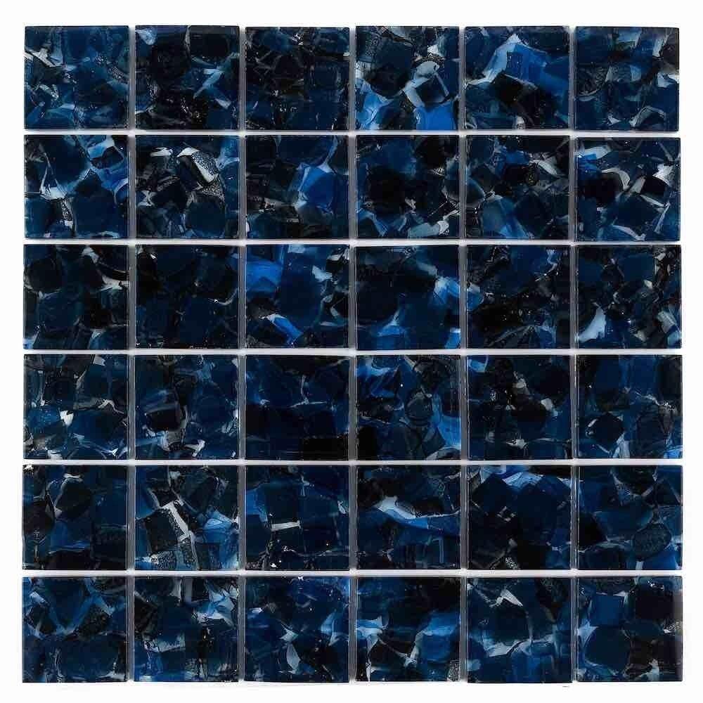 Premium Cobalt Blue Liquid Glass Mosaic Tiles 2