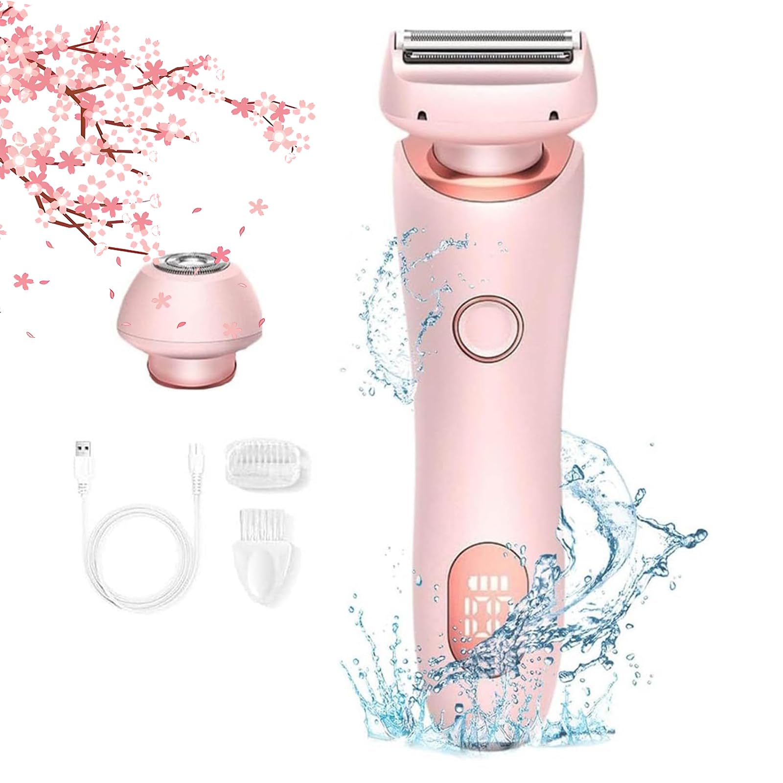 Duskofficial Electric Razor for Women - Waterproof Portable Bikini Trimmer, Wet & Dry Use with Removable Head - Pink | Perfect for Travel, Gym & Sensitive Skin Care