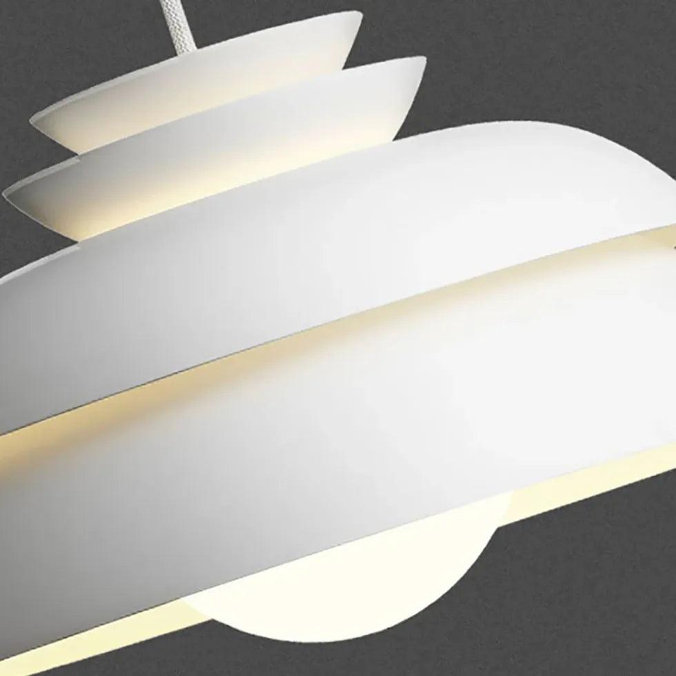 Modern Stacked Discs LED Pendant Light - White Kitchen Island Lighting Fixture for Dining Room & Bar Counter Decor