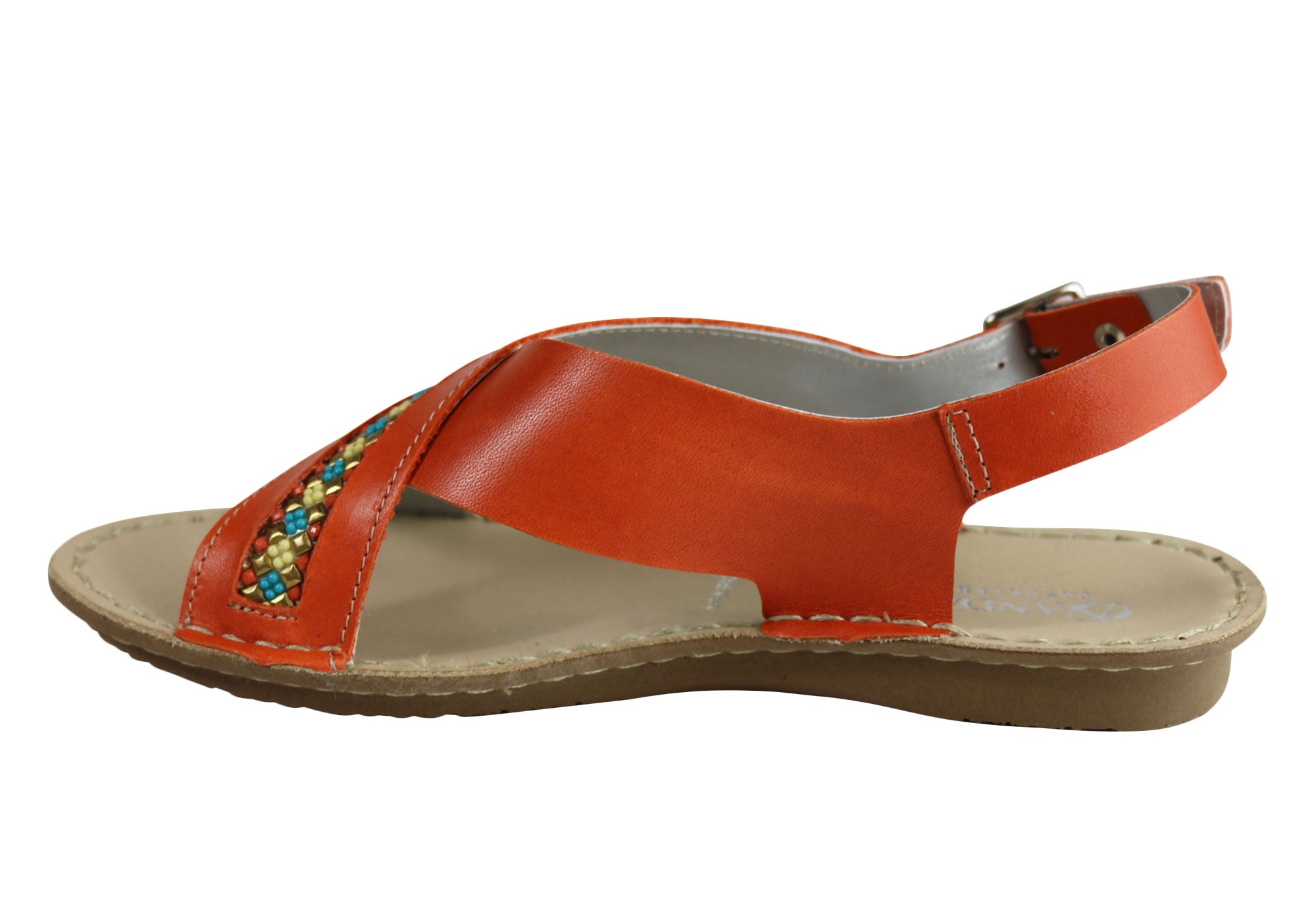 Andacco Veronique Women's Comfort Flat Leather Sandals - Handmade in Brazil - Perfect for Summer, Beach & Casual Outings