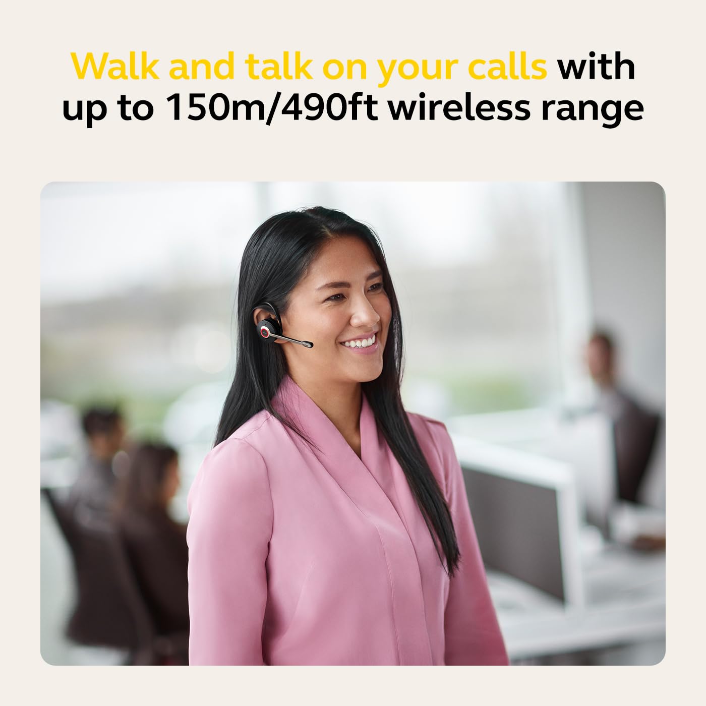 Jabra Engage 55 Wireless Headset with Noise-Cancelling Mic - Convertible Ear Hook, Headband & Neckband - Includes Link 400 USB-A DECT Adapter - MS Teams Certified & Multi-Platform Compatible (Black) - Perfect for Remote Work, Call Centers & Office Communications