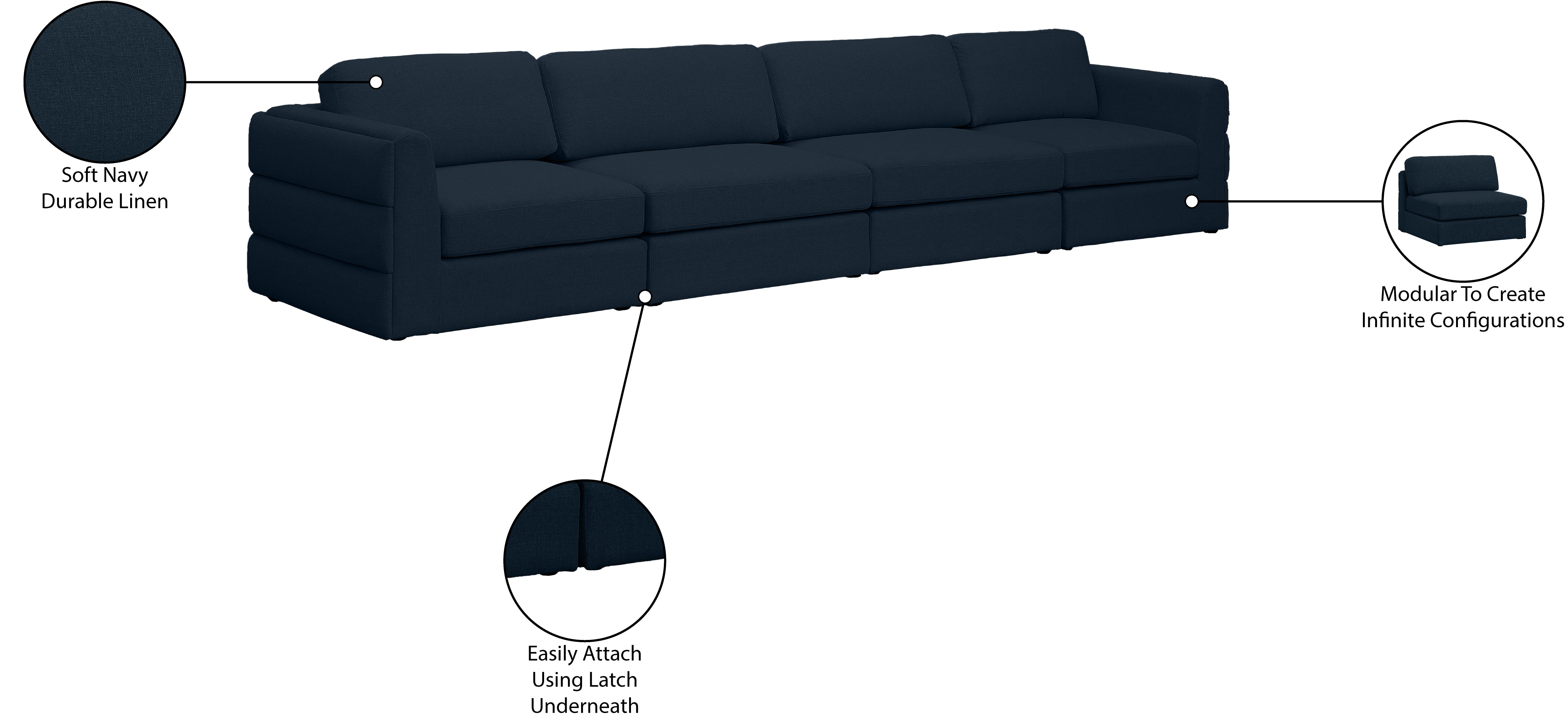 Beckham Durable Linen Textured Fabric Modular Sectional Sofa - Modern Living Room Furniture for Small Spaces & Apartments | Comfortable Lounge Seating for Family Gatherings & Movie Nights