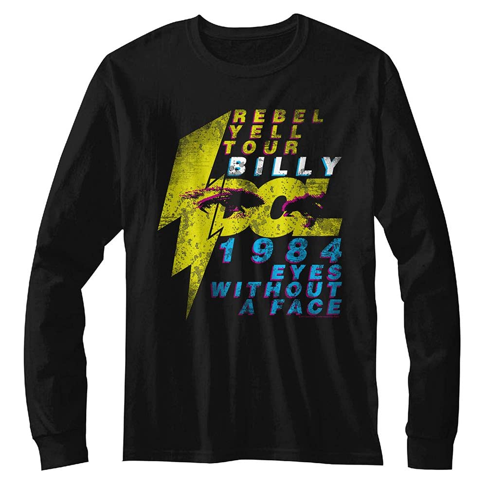 Billy Idol Eyeballs Black Long Sleeve T-Shirt for Men - Vintage Rock Band Tee - Perfect for Concerts, Halloween & Retro Fashion