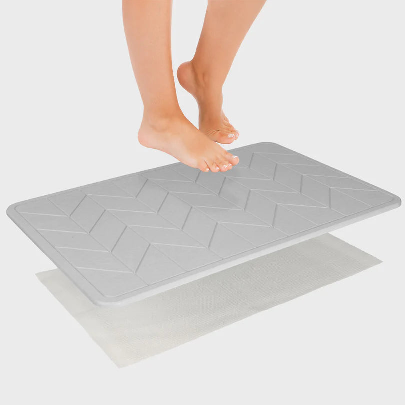 Premium Algodon DRI Stone Bath & Kitchen Mat - Super Absorbent, Non-Slip, Quick Dry - Light Grey - Perfect for Bathroom, Shower, Kitchen Sink & Laundry Room