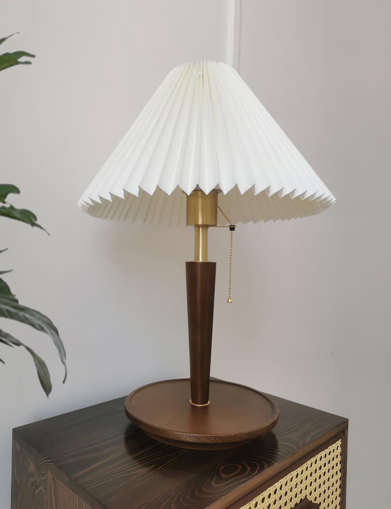 Elegant Cone Pleated Fabric Table Lamp - Modern Home & Office Lighting Decor for Bedroom, Living Room, and Study