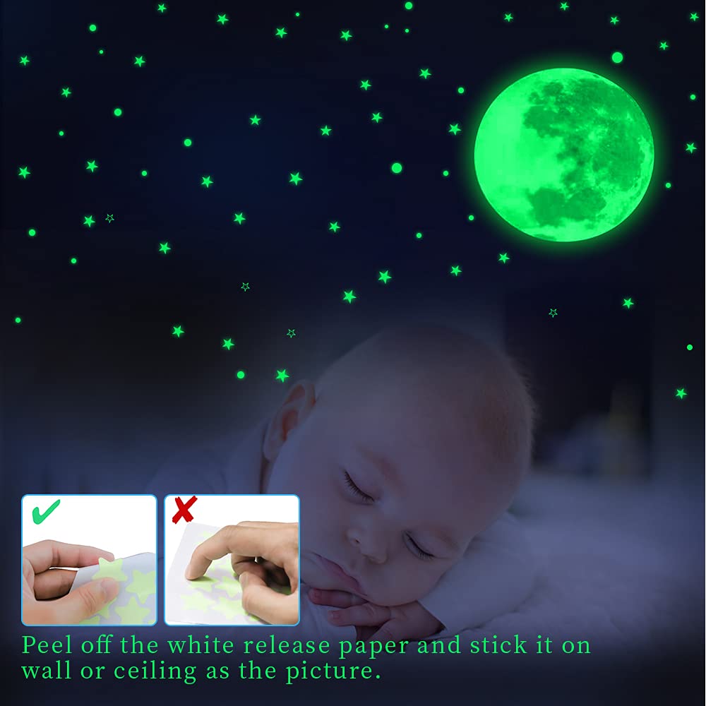 Glow in The Dark Stars for Ceiling - Self-Adhesive Wall Stickers for Kids Bedroom Decor, Boys & Girls Room, Playroom - Perfect for Nursery, Birthday Gifts & Night Sky Themed Room Decorations