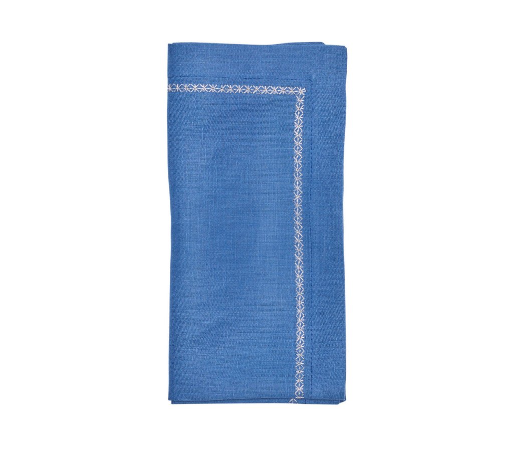 Classic Blue Napkins Set of 4 - Premium Cotton Dinner Napkins for Formal Dining, Parties & Everyday Use