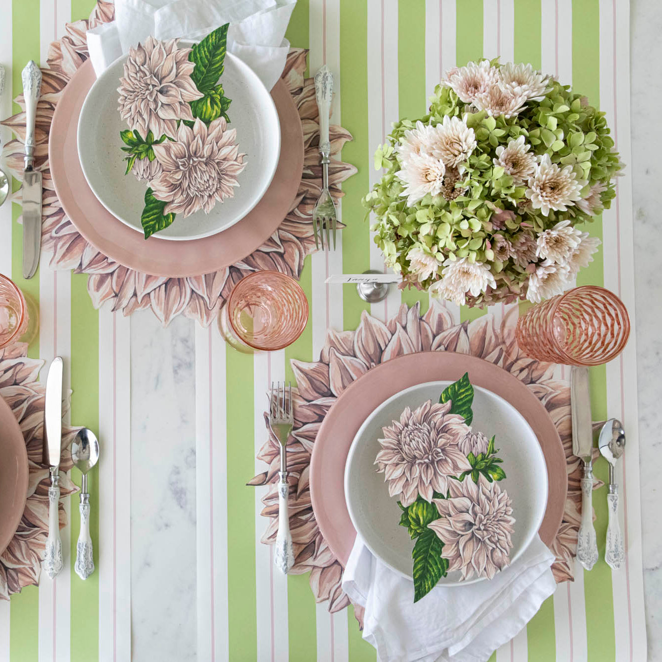 Premium Die-Cut Dahlia Placemats Set of 4 - Elegant Floral Table Mats for Dining, Kitchen, Party Decor - Waterproof & Heat-Resistant for Everyday Use