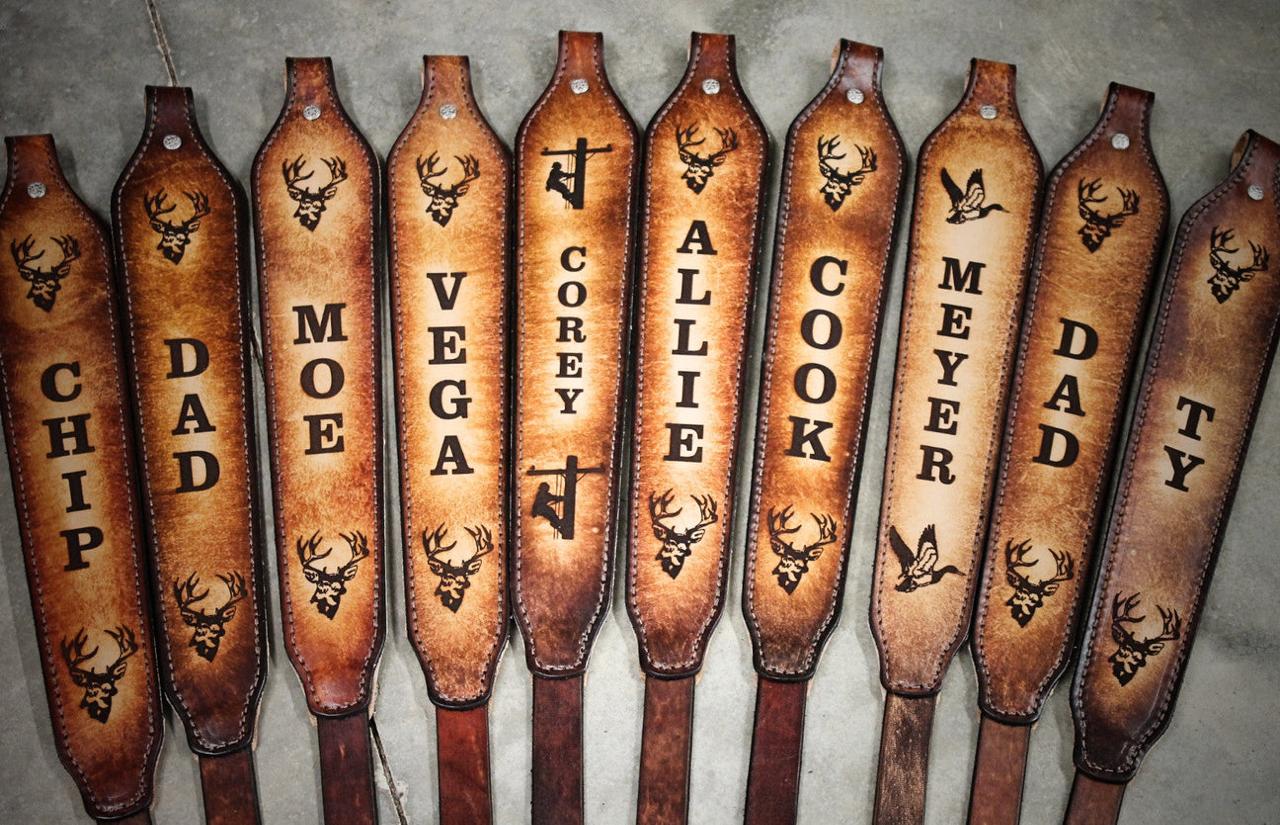 Custom Handmade Leather Rifle Sling - Personalized Engraved Gun Strap for Hunting & Shooting | Durable Adjustable Shoulder Sling for Outdoor Sports & Range Practice
