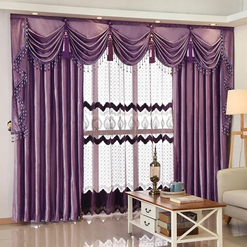 Luxury European Velvet Bed Skirt Valance - Lavender Purple for King Queen Size Beds | Elegant Bedroom Decor & Dust Protection