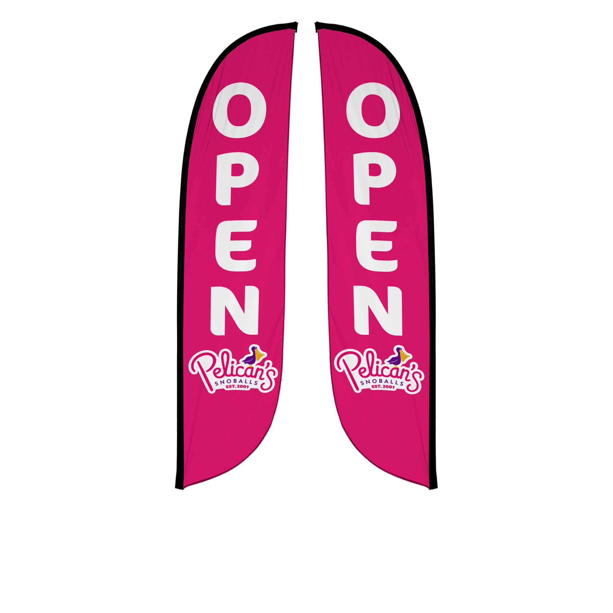12ft Feather Flag for Pelican's Snoballs - Custom Outdoor Advertising Banner for Business, Events & Festivals - Perfect for Grand Openings, Beach Parties, and Outdoor Promotions
