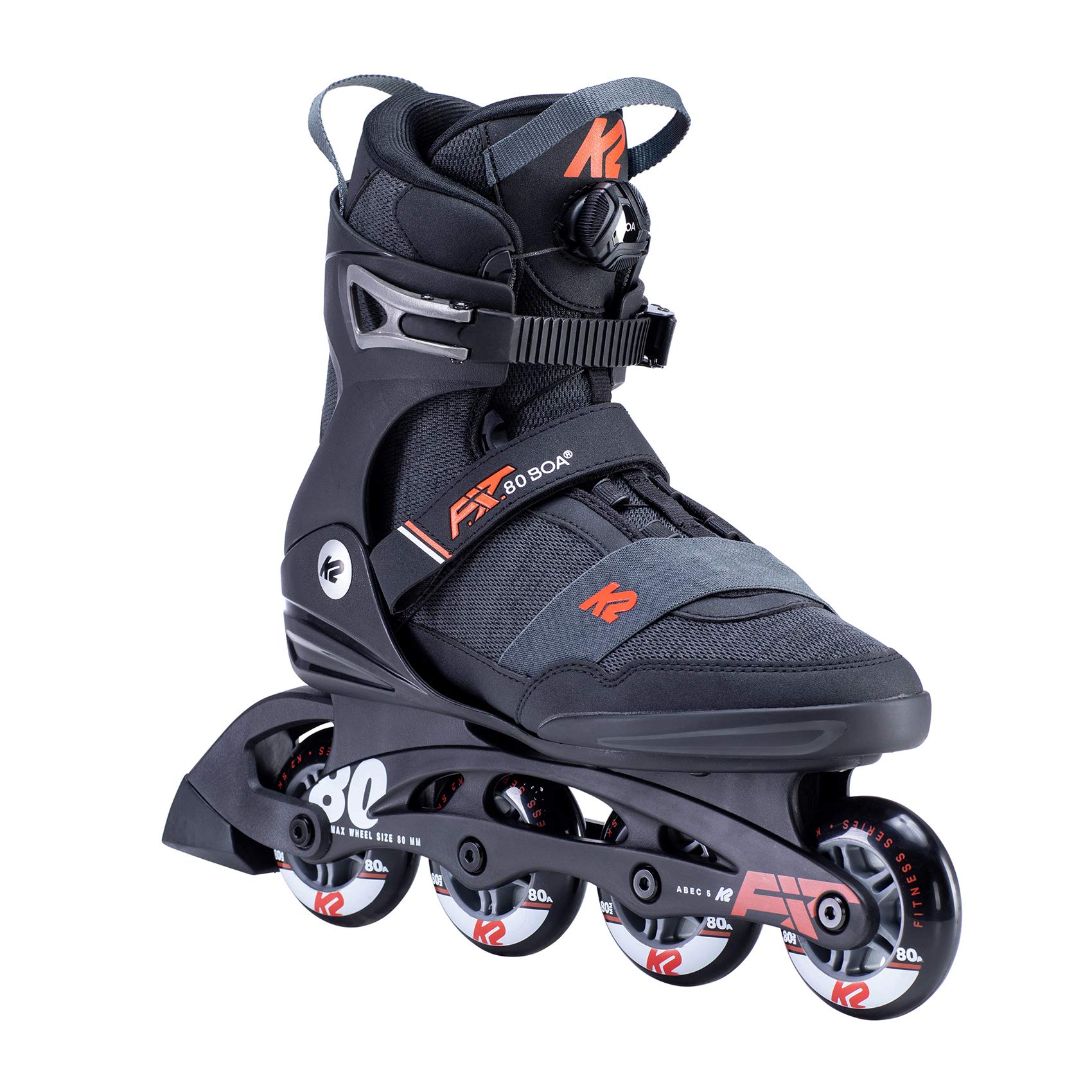 K2 F.I.T. 80 Boa Inline Skates - Adjustable Men's & Women's Fitness Rollerblades for Outdoor & Indoor Skating, Exercise & Recreation