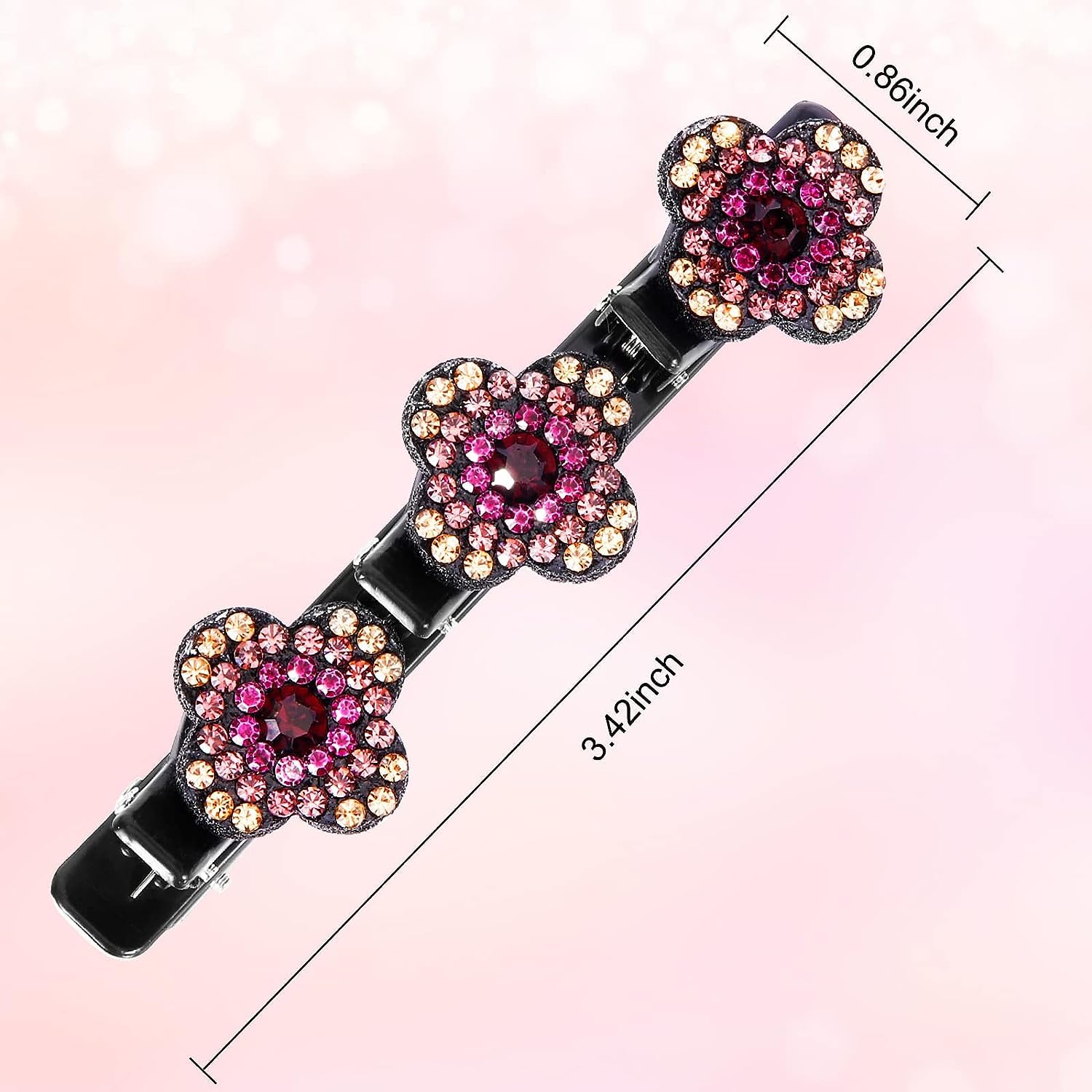 4PCS Sparkling Crystal Rhinestone Braided Hair Clips - Elegant Four-Leaf Clover Duckbill Hairpins with 3 Mini Clips for Women & Girls | Perfect for Weddings, Parties, Prom, and Daily Styling