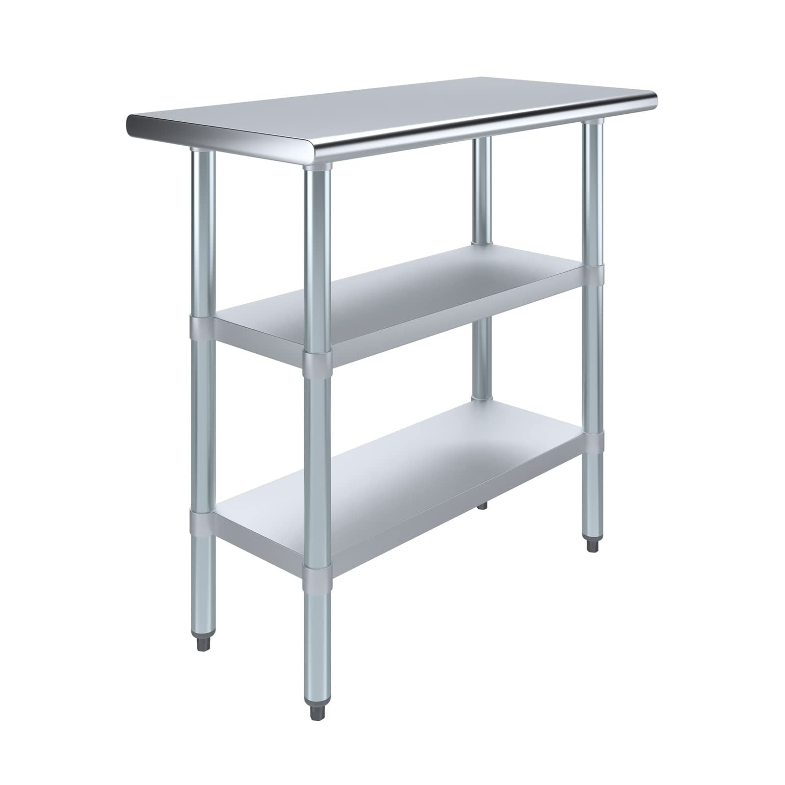 Stainless Steel Work Table with 2 Shelves - Heavy Duty Metal Utility Table for Commercial Kitchen & Home Use | NSF Certified 36
