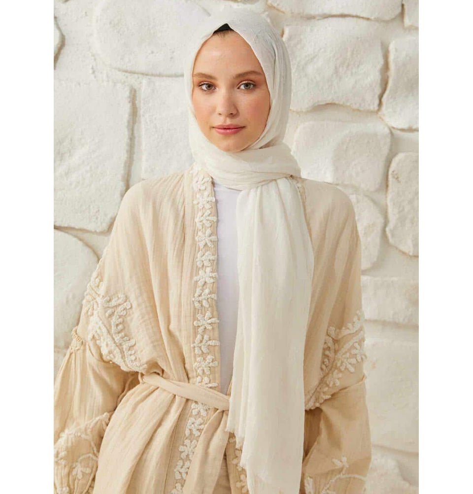Breathable Bamboo Viscose Summer Hijab Scarf - Soft & Lightweight White Head Cover for Women | Perfect for Outdoor Activities, Prayer & Everyday Wear