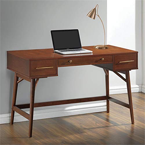 Scranton and Co 3 Drawer Writing Desk - Solid Walnut Wood with Bronze Accents - Home Office Desk for Study, Work, and Crafting