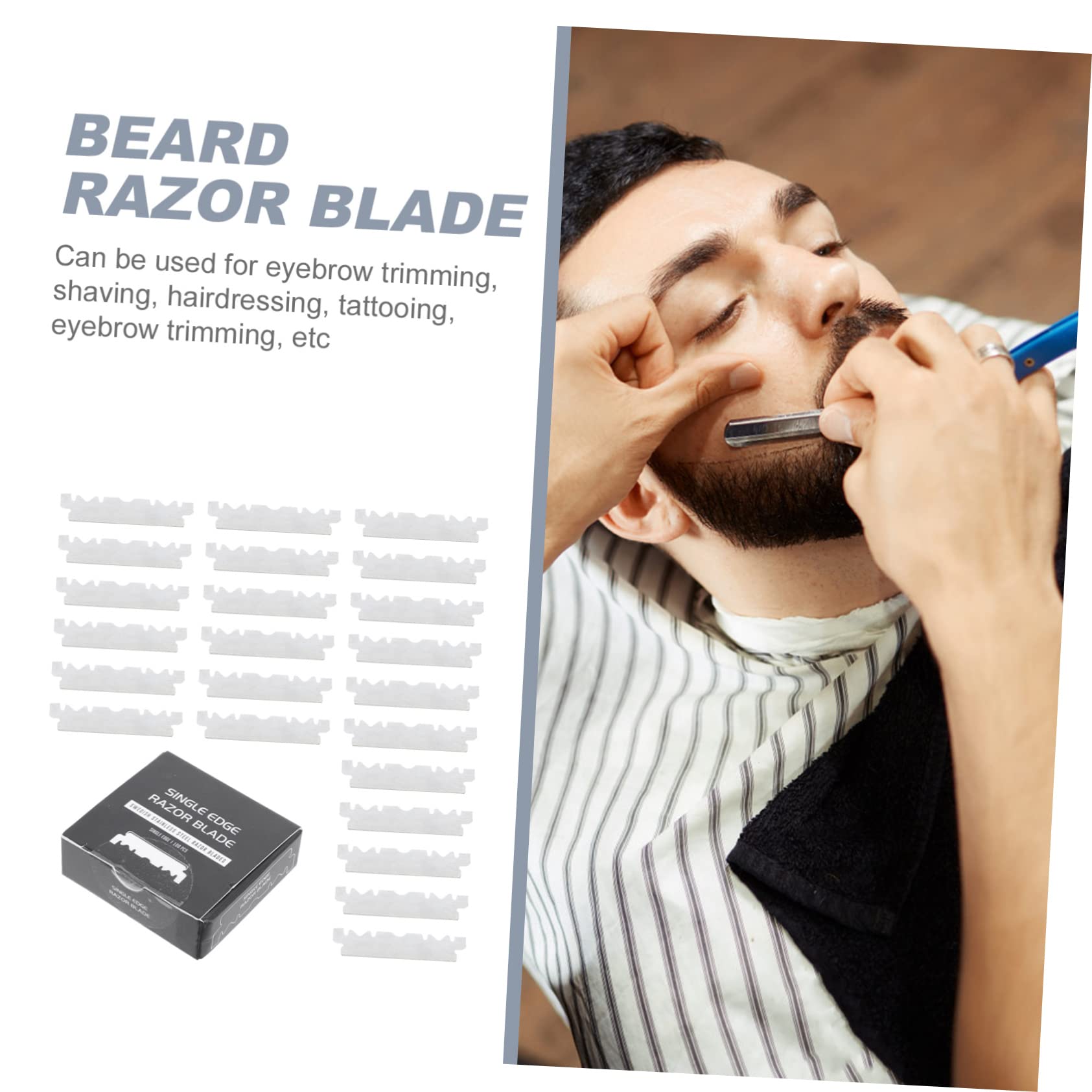 100pcs Barber Folded Razor Blades - Professional Single Edge Shaving Blades for Beard, Sideburns & Fine Hair - Perfect for Home Grooming, Barber Shops & Travel Shaving Kits