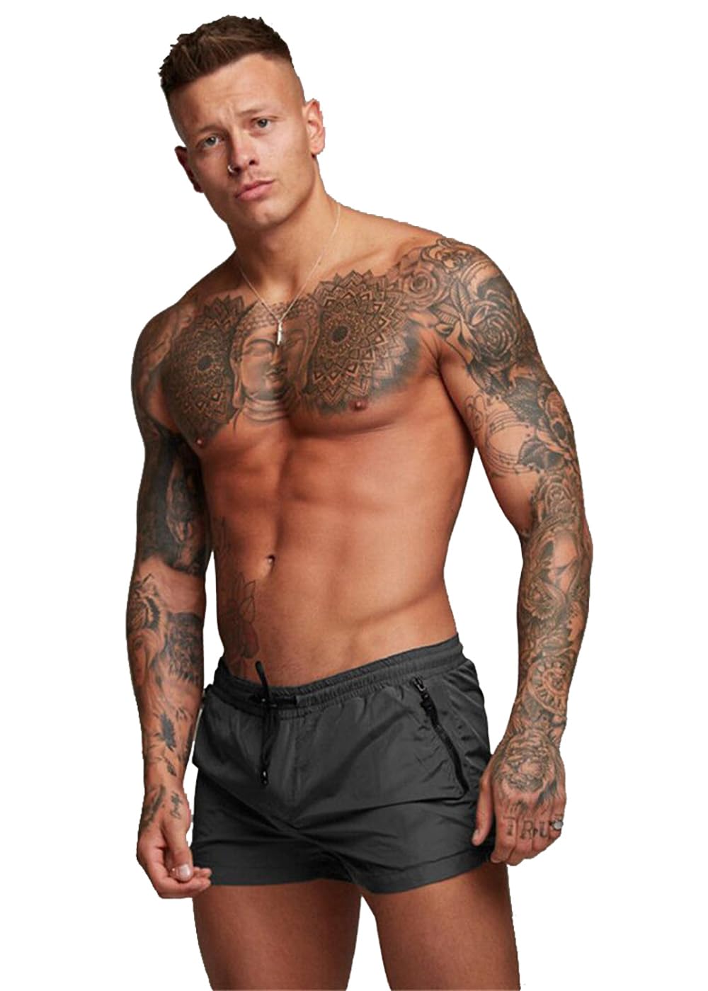 TONLEN Men's Quick-Dry Swim Trunks with Zipper Pockets - Comfortable Sports Swim Shorts for Beach, Pool & Water Activities