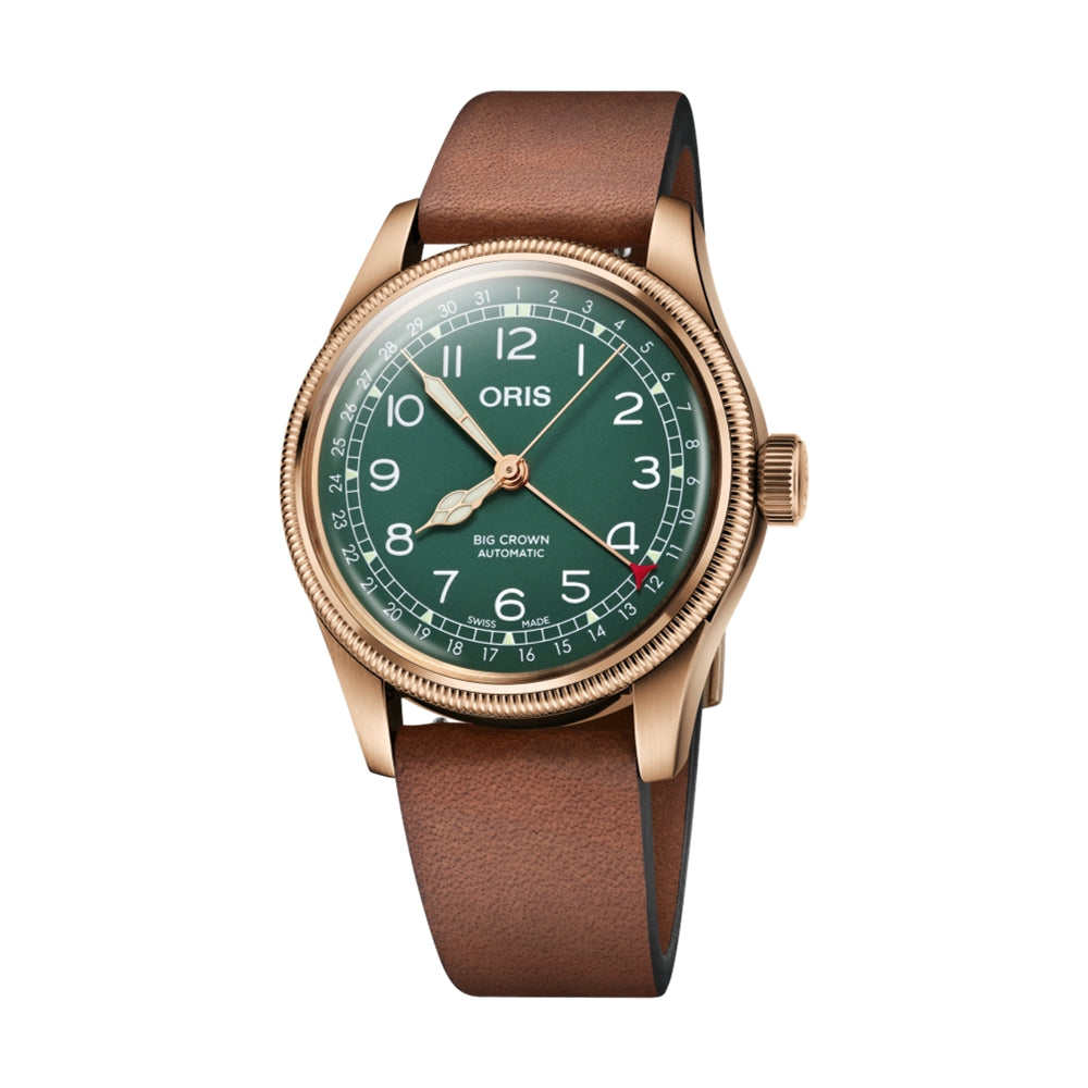 Big Crown Pointer Date 80th Anniversary Edition 40mm Green Leather Strap Watch - Perfect for Dress, Business & Special Occasions