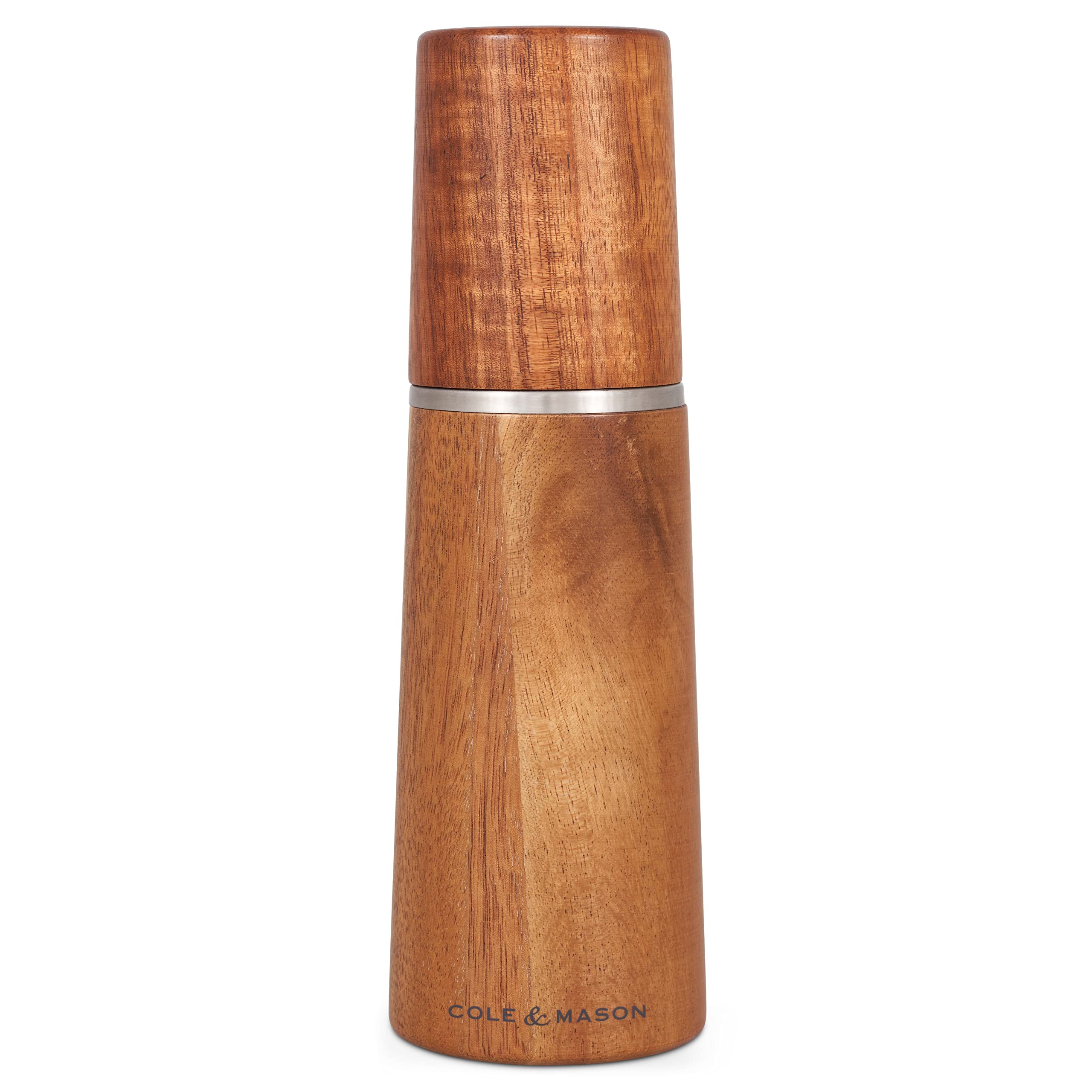 Cole & Mason Marlow Acacia Wood Pepper Mill - Precision+ Grinder, 185mm, Single with Lifetime Mechanism Guarantee - Perfect for Kitchen, Dining Table & Gourmet Cooking