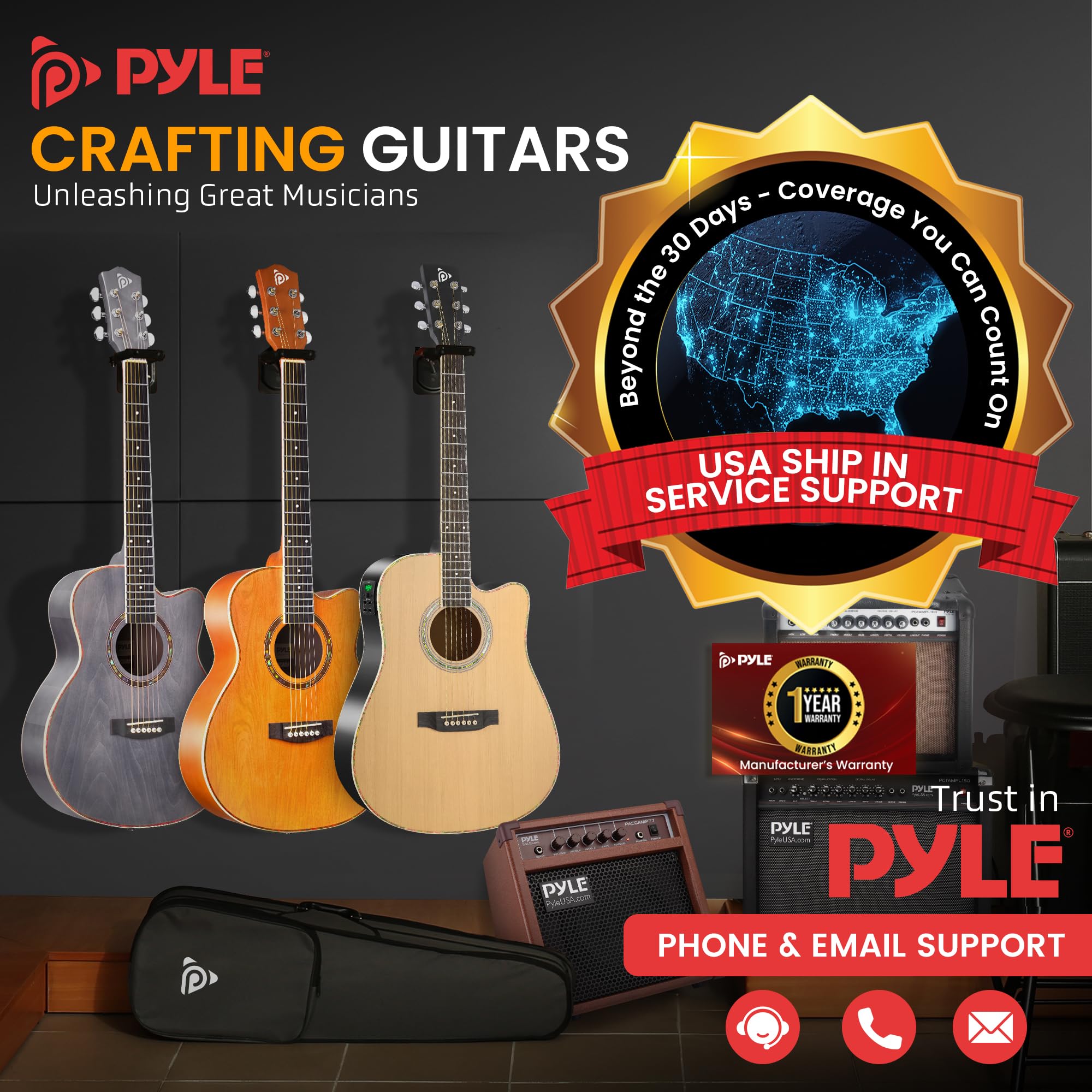 Pyle Cutaway Acoustic Electric Guitar and Amp Kit - Full Size 4/4 Spruce Wood Body with 10W Amplifier, Gig Bag, Strap, Extra Steel Strings, Picks & Cable - Perfect for Beginners & Adult Musicians - Ideal for Home Practice, Live Performances & Music Lessons (Natural Finish)