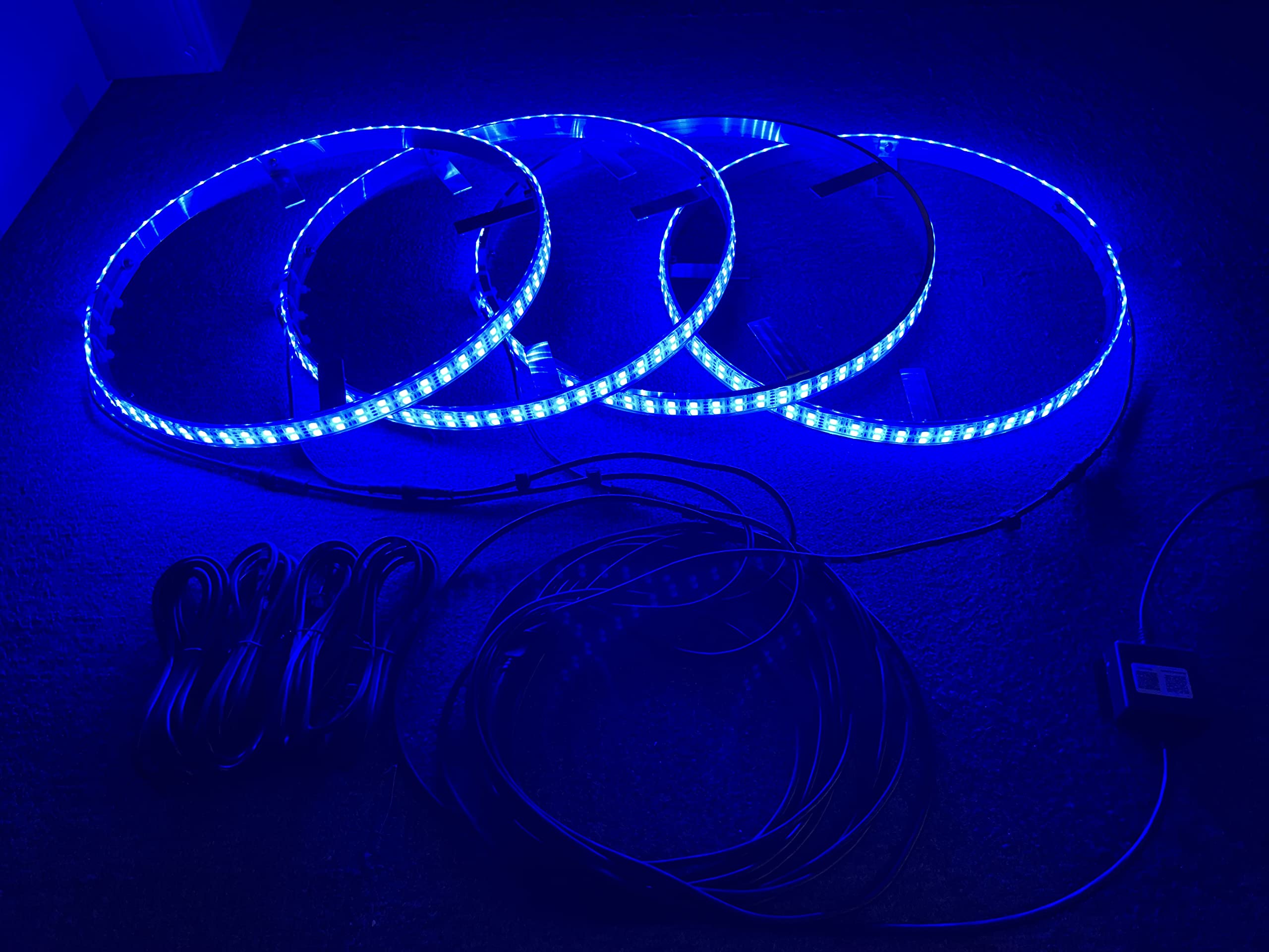 4PCS 17.5'' RGB LED Wheel Lights with Braking Function - Bluetooth App Control, Million Colors, Double Row Design for Trucks & Offroad Vehicles | Perfect for Night Rides, Car Shows & Offroad Adventures