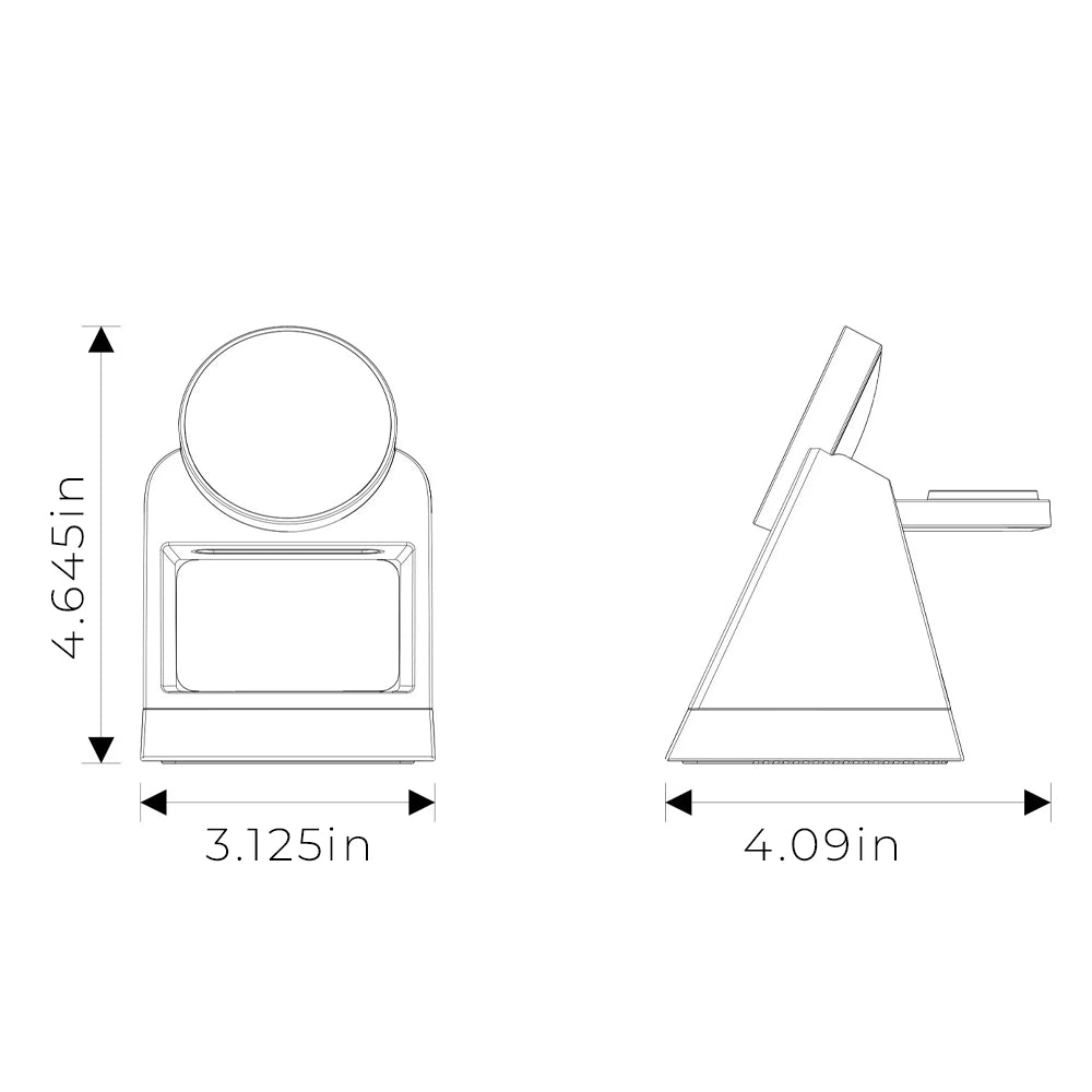 PowerTrio Plus 3-in-1 Magnetic Wireless Charging Station for iPhone 14/13/12 - Fast Charging Stand for iPhone, AirPods & Apple Watch - Perfect for Home, Office & Nightstand Use