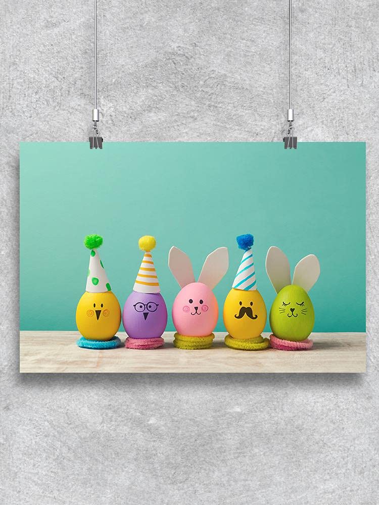 Easter Eggs Party Hats Poster for Holiday Decor