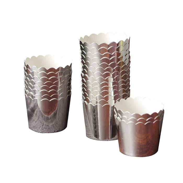 Premium Silver Foil Cupcake Liners & Muffin Baking Cups - 50 Pack Small Size for Perfect Baking | Ideal for Birthday Parties, Weddings, and Holiday Desserts