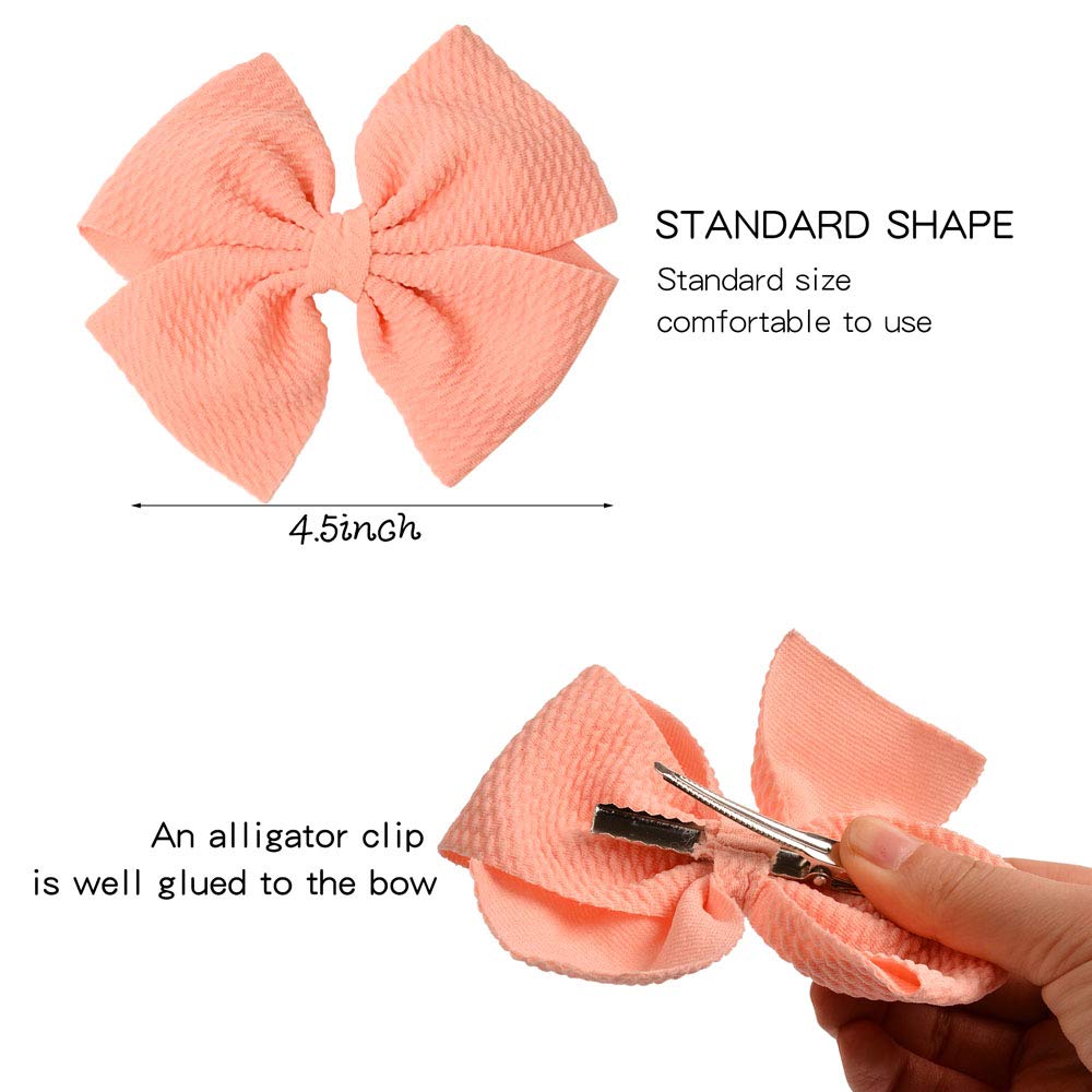 Prohouse 30 PCS Baby Girls Hair Bows Clips Barrettes - Soft Waffle Hair Accessories with Alligator Clips for Infants Toddlers Kids Teens - Perfect for Parties School Photos Holidays & Everyday Wear