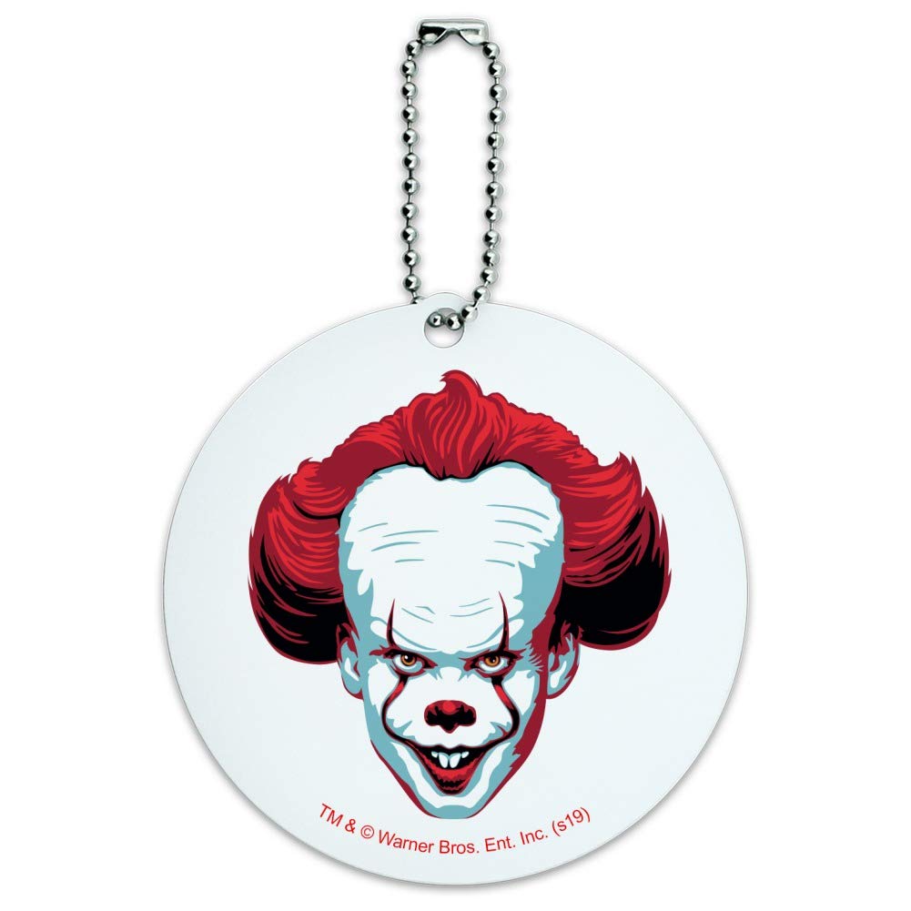 IT Pennywise Horror Movie Inspired Round Luggage ID Tag - Durable Suitcase & Carry-On Baggage Tag for Travel Accessories - Perfect for Halloween Costumes, Horror Fans & Stephen King Collectors