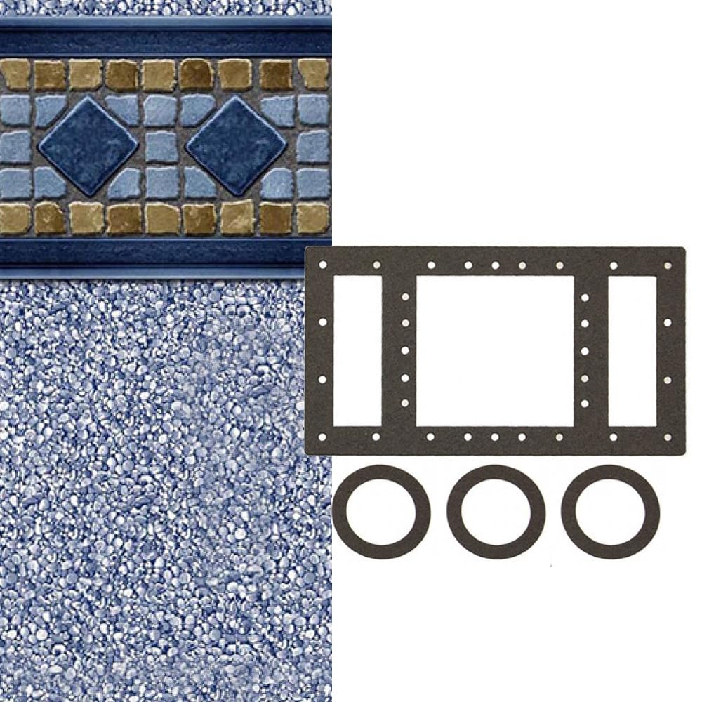Smartline Laguna 15-Foot Round Pool Liner - UniBead Style 48-Inch Wall Height - 25 Gauge Durable Virgin Vinyl - Compatible with Steel Sided Above Ground Swimming Pools - Includes Universal Gasket Kit - Perfect for Backyard Pool Maintenance and Summer Fun