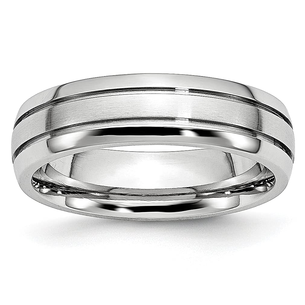 ICE CARATS Cobalt Grooved 6mm Wedding Ring Band for Women - Durable Comfort Fit Cobalt Chrome Wedding Band - Perfect Anniversary, Engagement & Promise Ring Gift for Her (Great for Everyday Wear & Special Occasions)