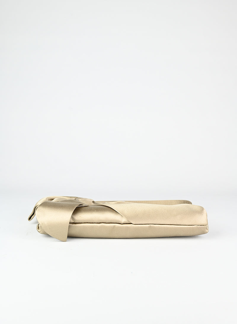 Valentino Satin Handbag in Champagne Color - Elegant Evening Bag for Parties, Weddings & Special Occasions