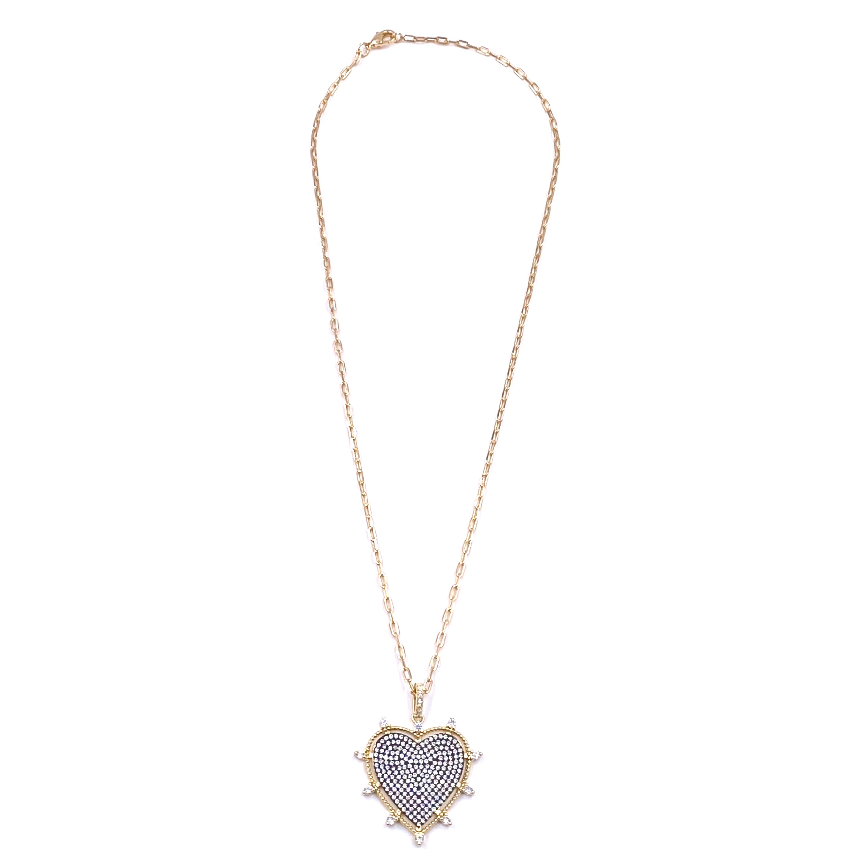 Ashley Gold Stainless Steel Gold Plated Floating Enamel CZ Spike Heart Pendant Necklace for Women - Elegant Jewelry Gift for Valentine's Day, Anniversary & Special Occasions
