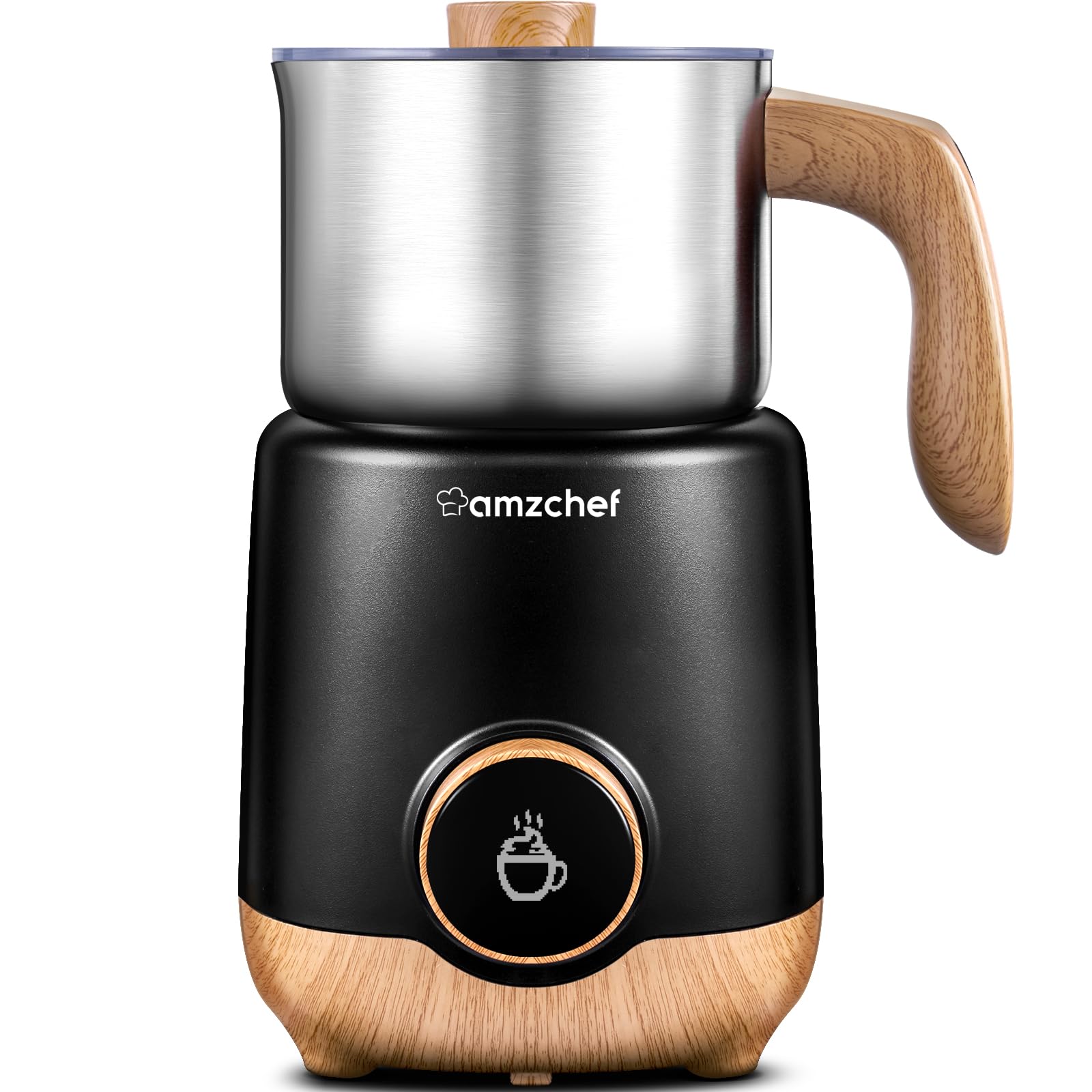 AMZCHEF 8-in-1 Electric Milk Frother and Steamer - 550W Stainless Steel Milk Warmer for Latte, Cappuccino & Hot Chocolate - 21oz Capacity with Hot/Cold Froth & Baby Food Heating - Perfect for Coffee Shops, Home Kitchens & Office Use