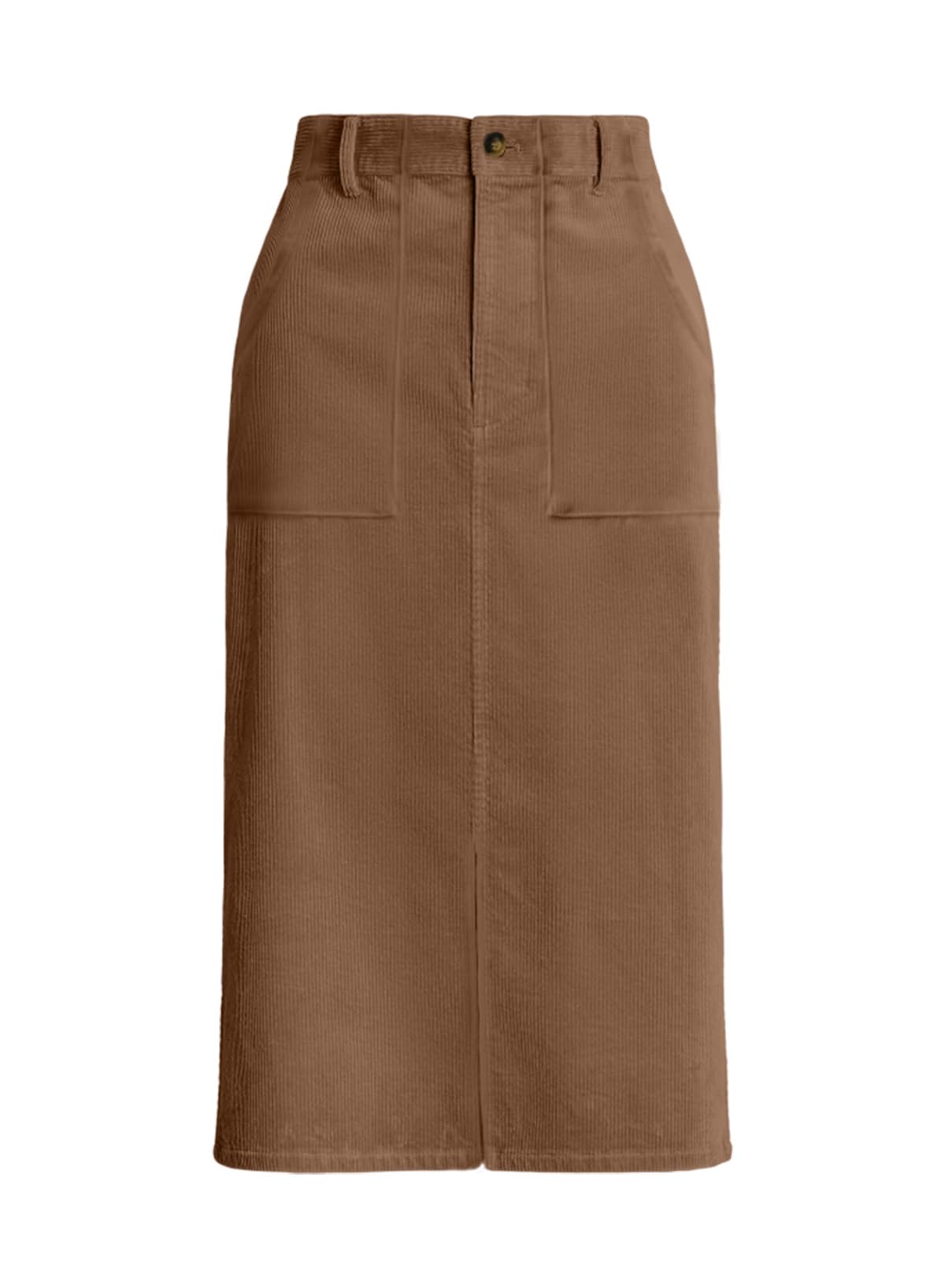 Happy Sailed Women's High Waist Split A-Line Corduroy Skirt - Casual Midi Skirt with Pockets for Work, Date Night & Fall Outfits | Comfortable & Stylish